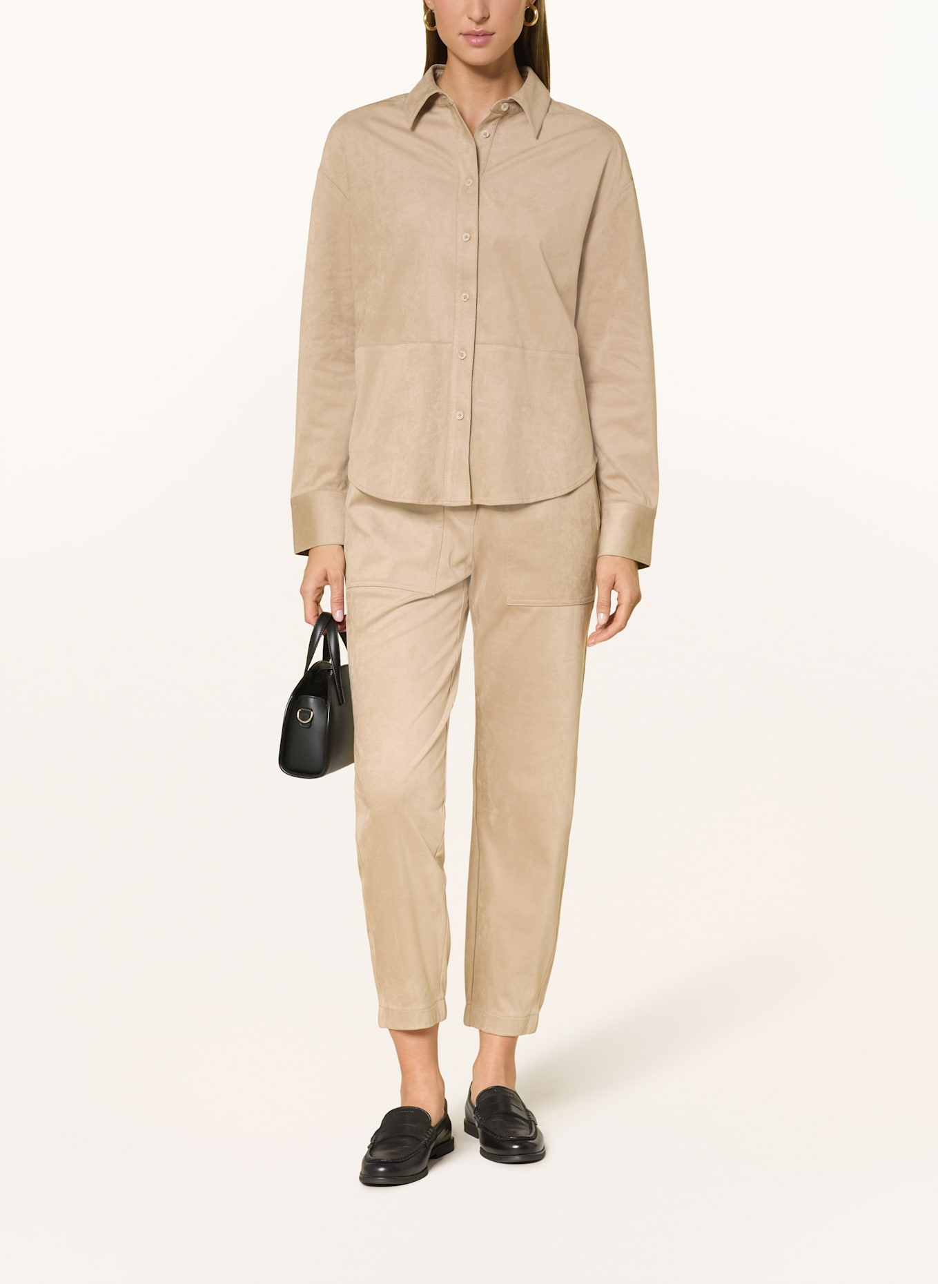 OPUS Hemdbluse FELOUR in Lederoptik: CAMEL