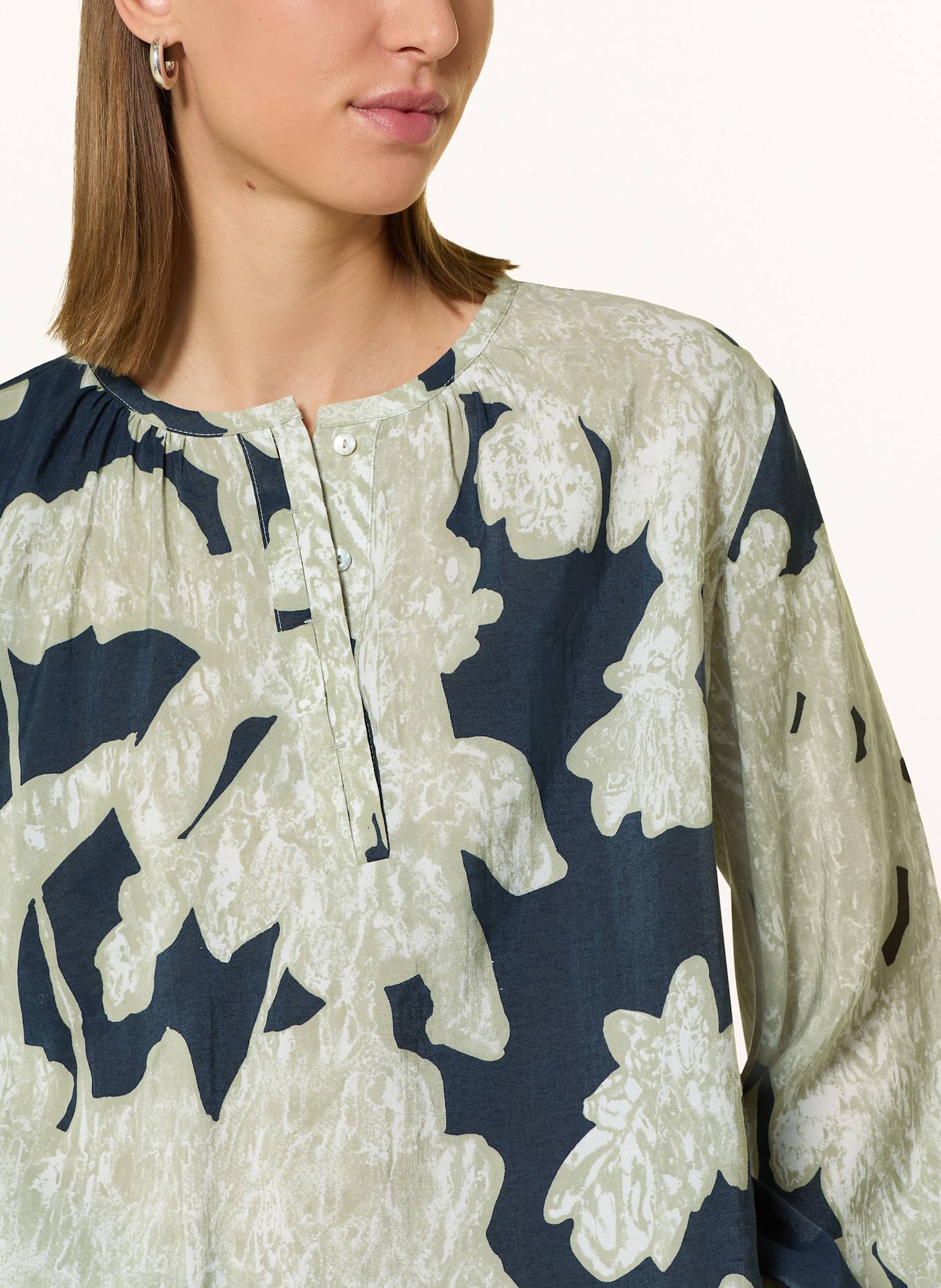 OPUS Blusenshirt FICONA: BEIGE / DUNKELBLAU