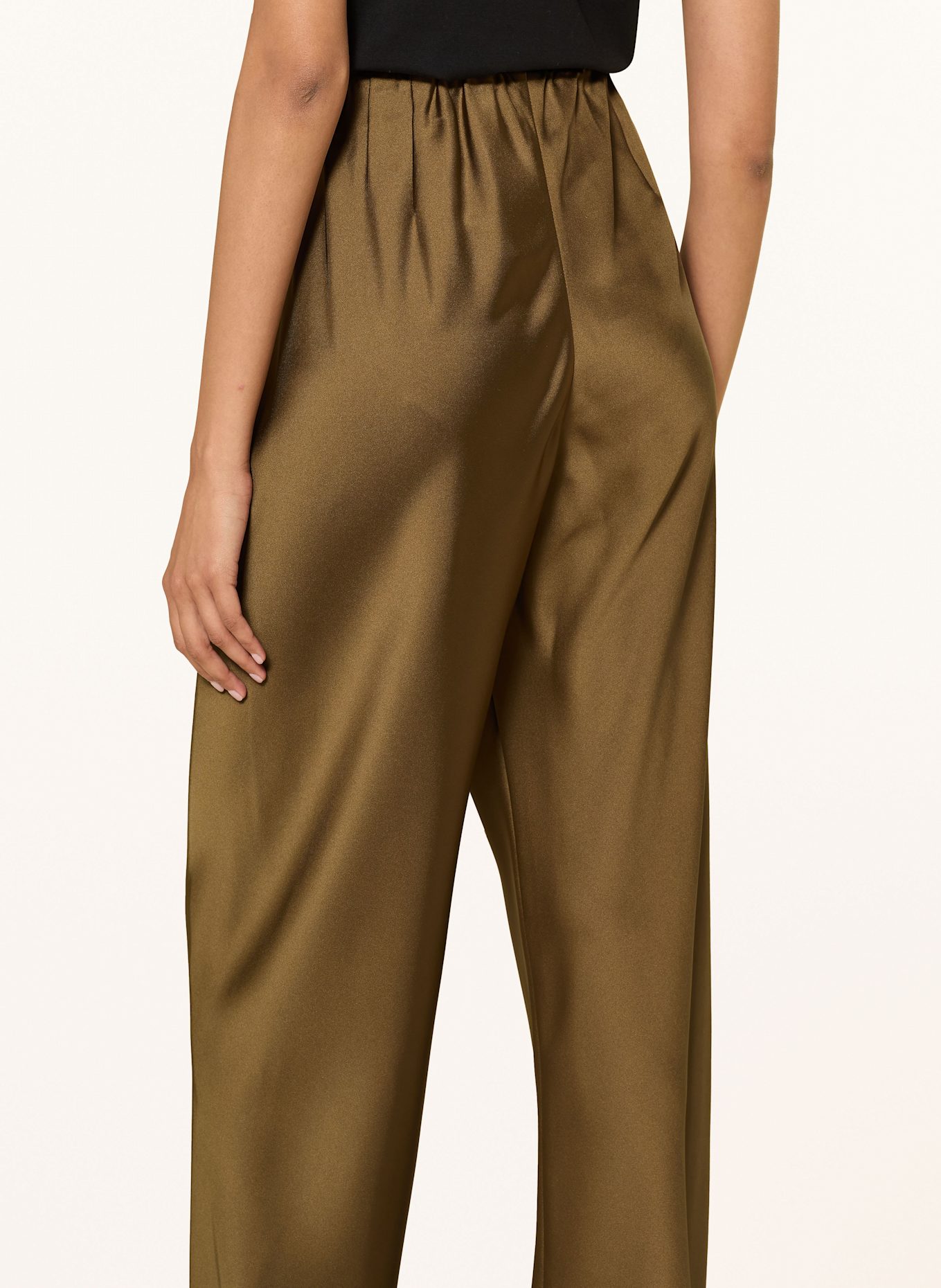 COS Wide leg trousers in satin: BROWN