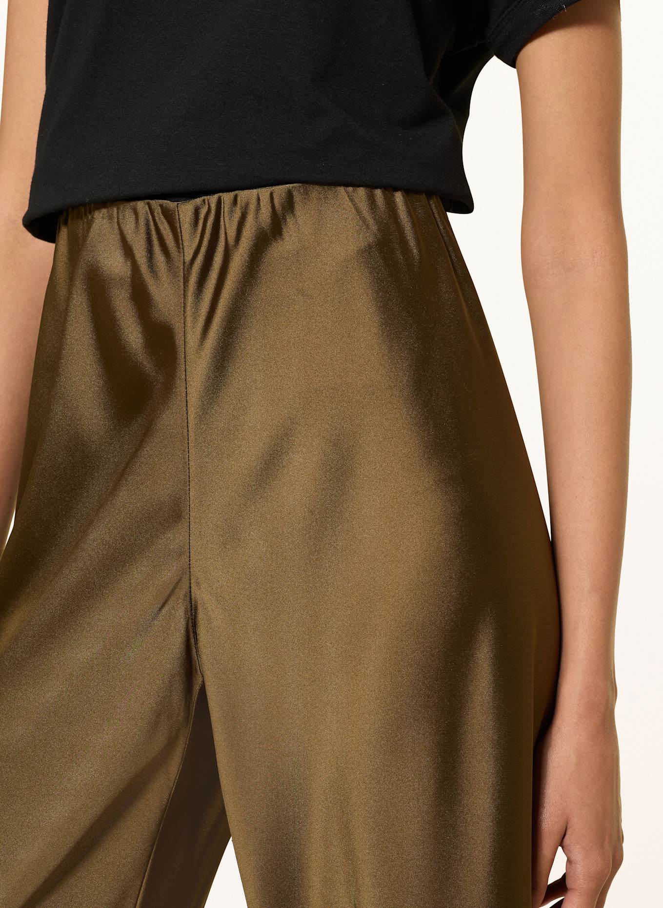 COS Wide leg trousers in satin: BROWN