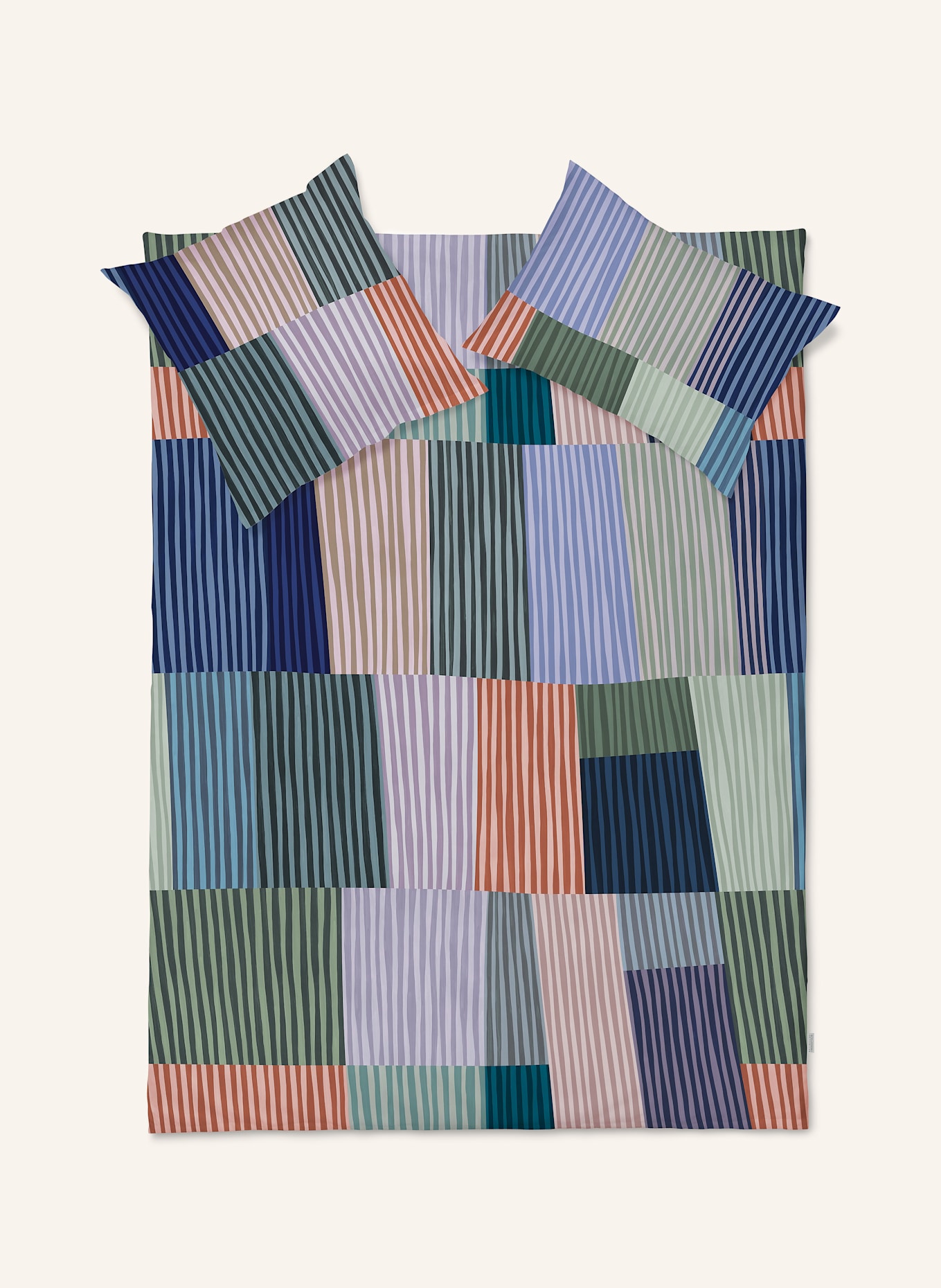 SCHLOSSBERG Bettbezug MELVIN: PETROL / HELLBLAU / DUNKELGRAU