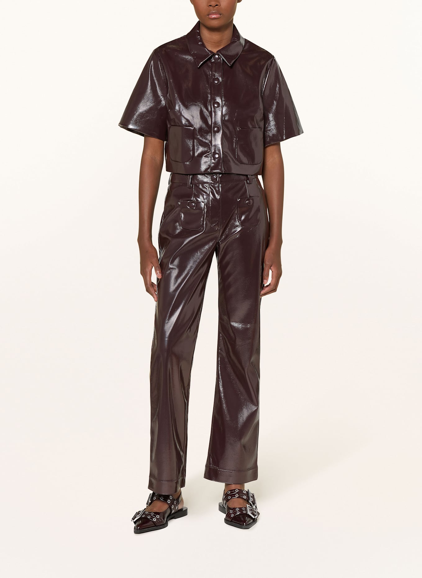 BAUM UND PFERDGARTEN Koszula BETH z imitacji skóry: CIEMNOCZERWONY