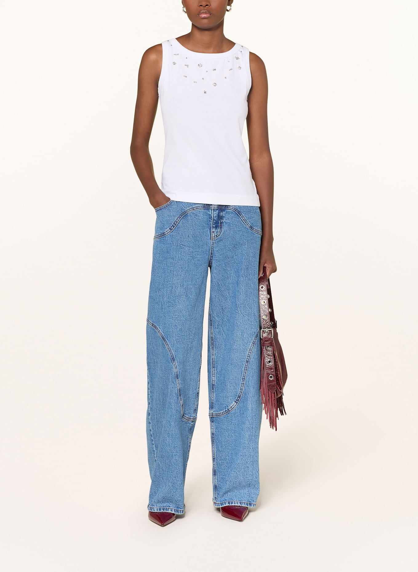 BAUM UND PFERDGARTEN Top JOLINE mit Schmucksteinen: WEISS