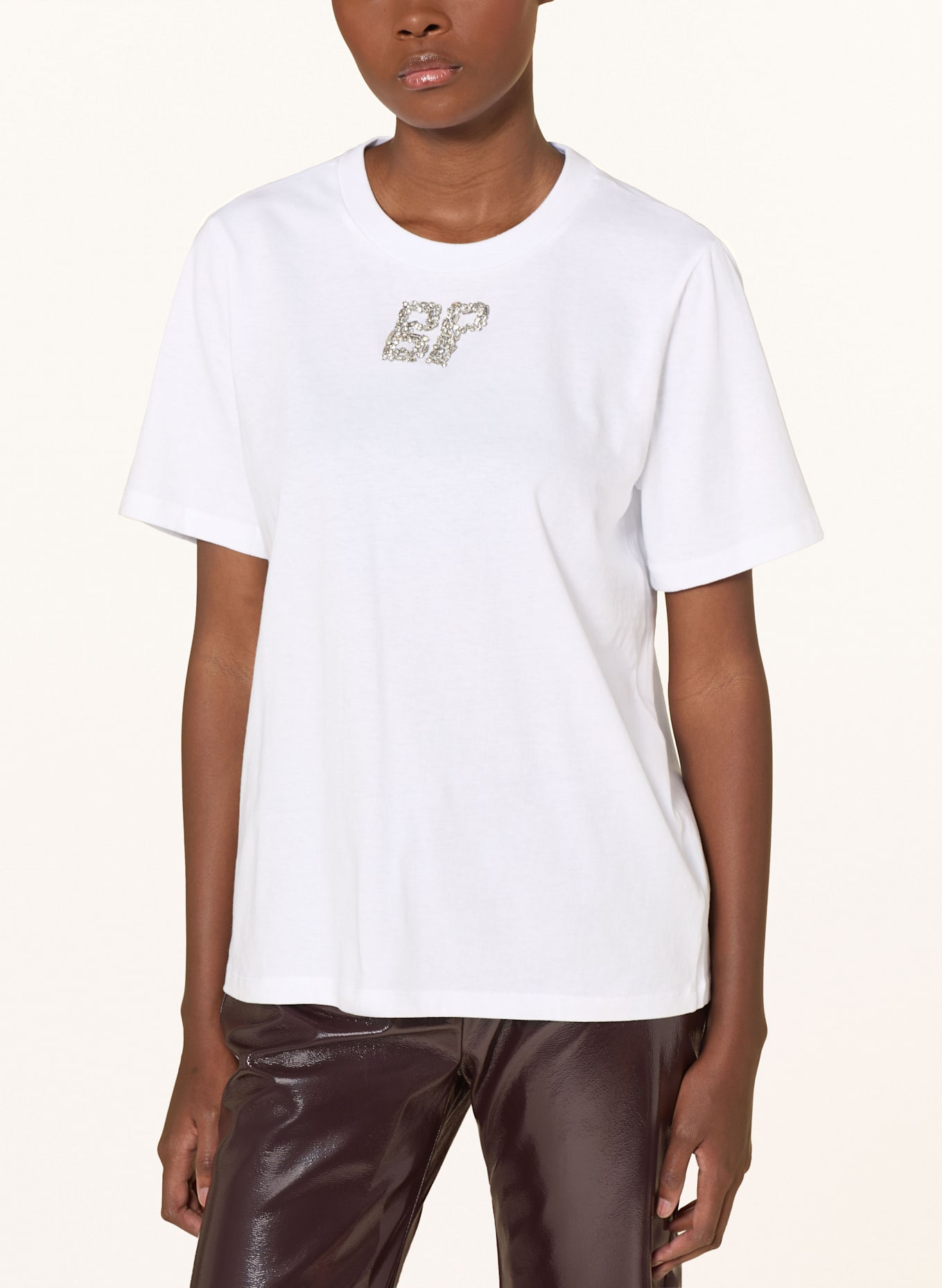 BAUM UND PFERDGARTEN Tričko JAWO s ozdobnými kamínky: BÍLÁ