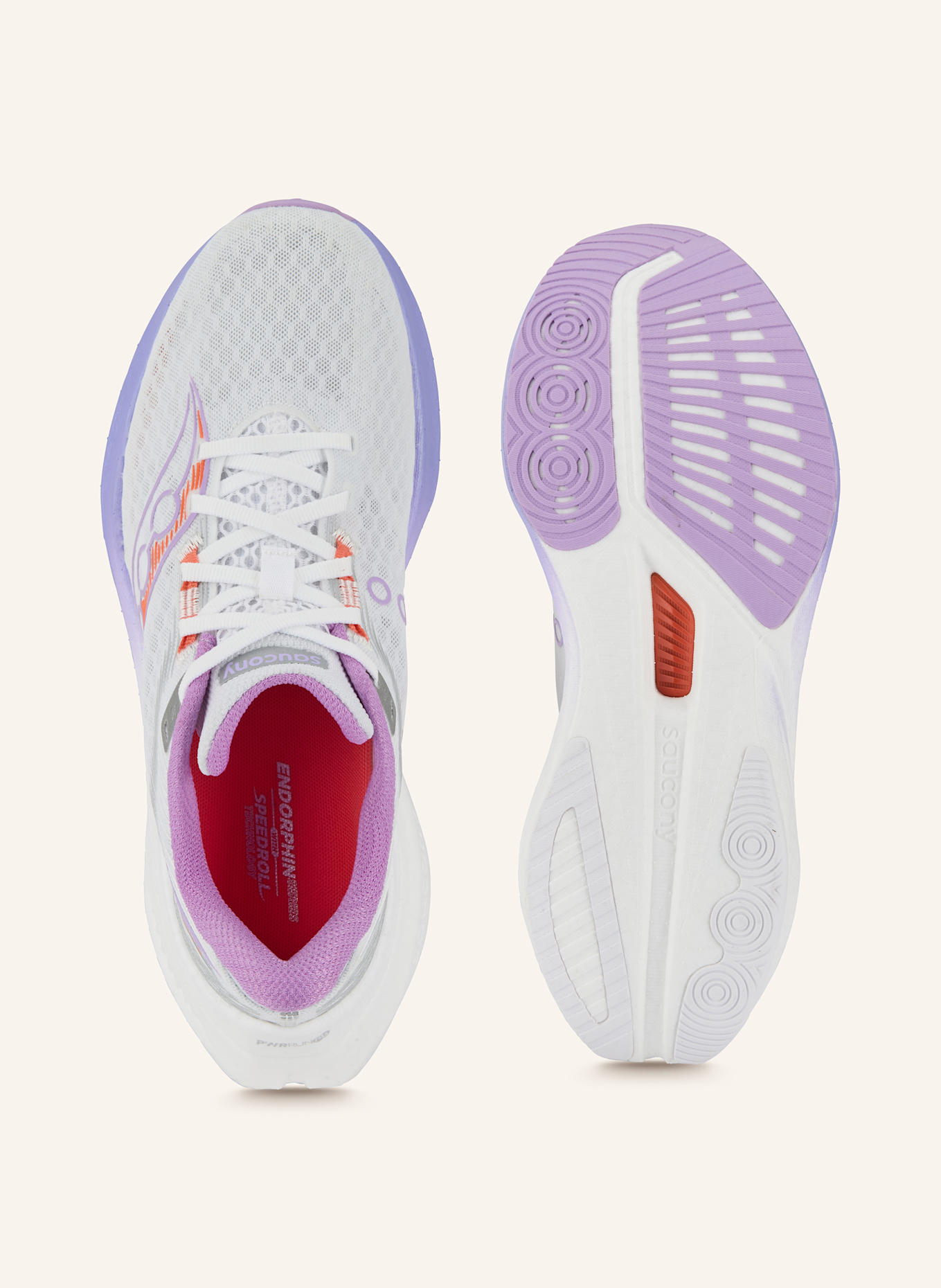 saucony Laufschuhe ENDORPHIN SPEED 5: WEISS / HELLLILA / ORANGE