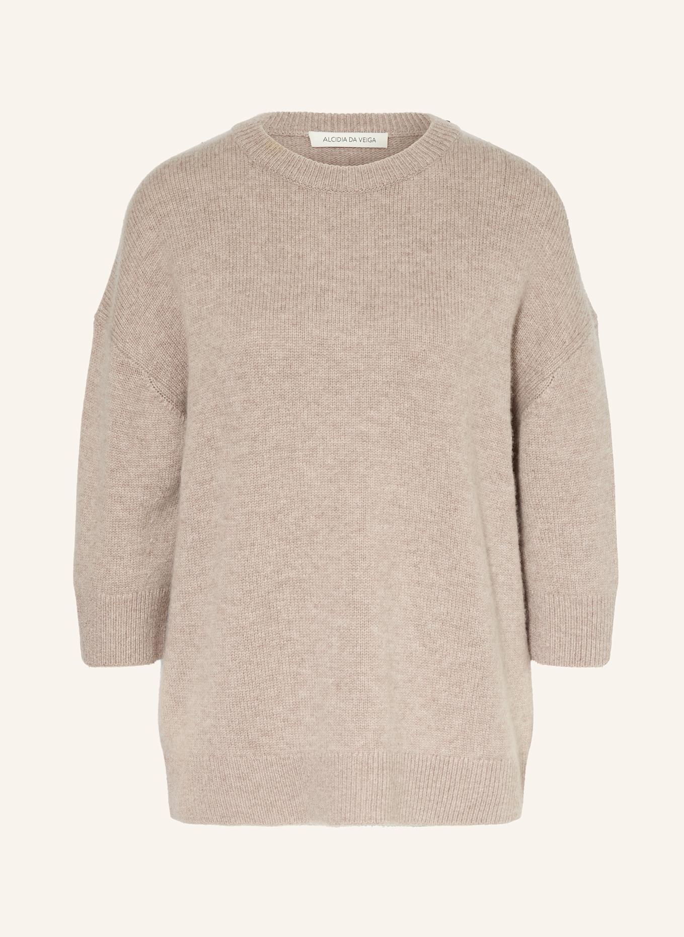 Alcidia da Veiga Pullover GLORIA mit Cashmere und 3/4-Arm: BEIGE