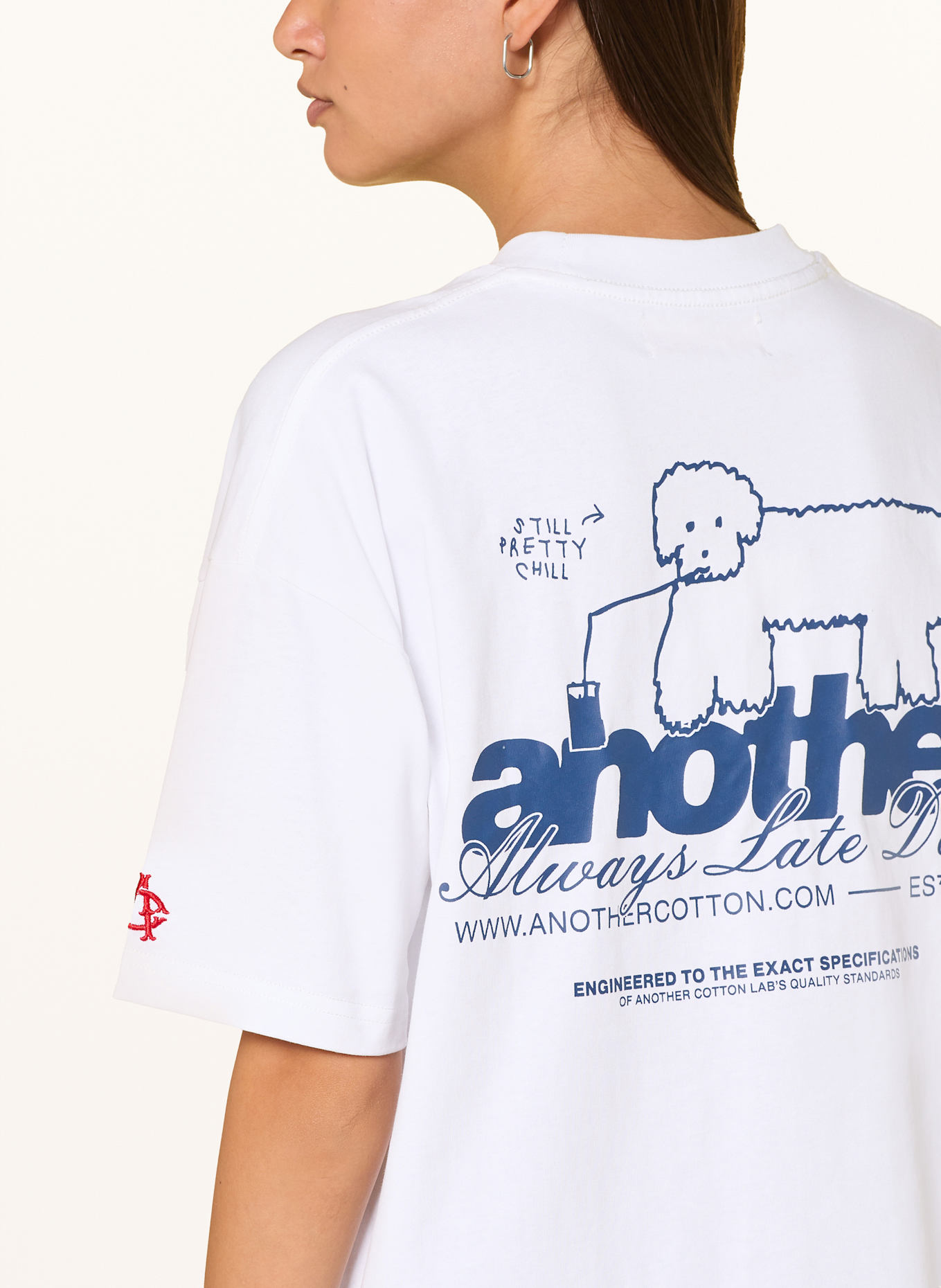 another COTTON LAB Oversized-Shirt: WEISS / DUNKELBLAU