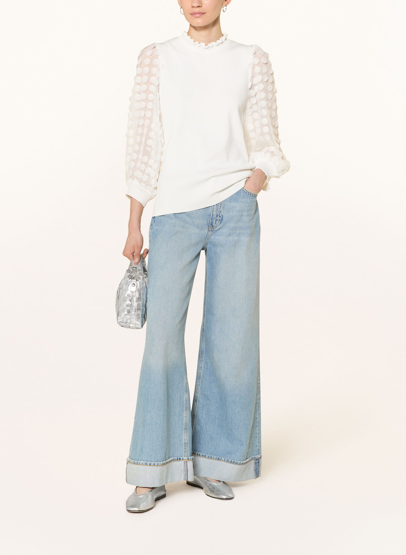 Phase Eight Sweter SHELLY z falbankami: ECRU