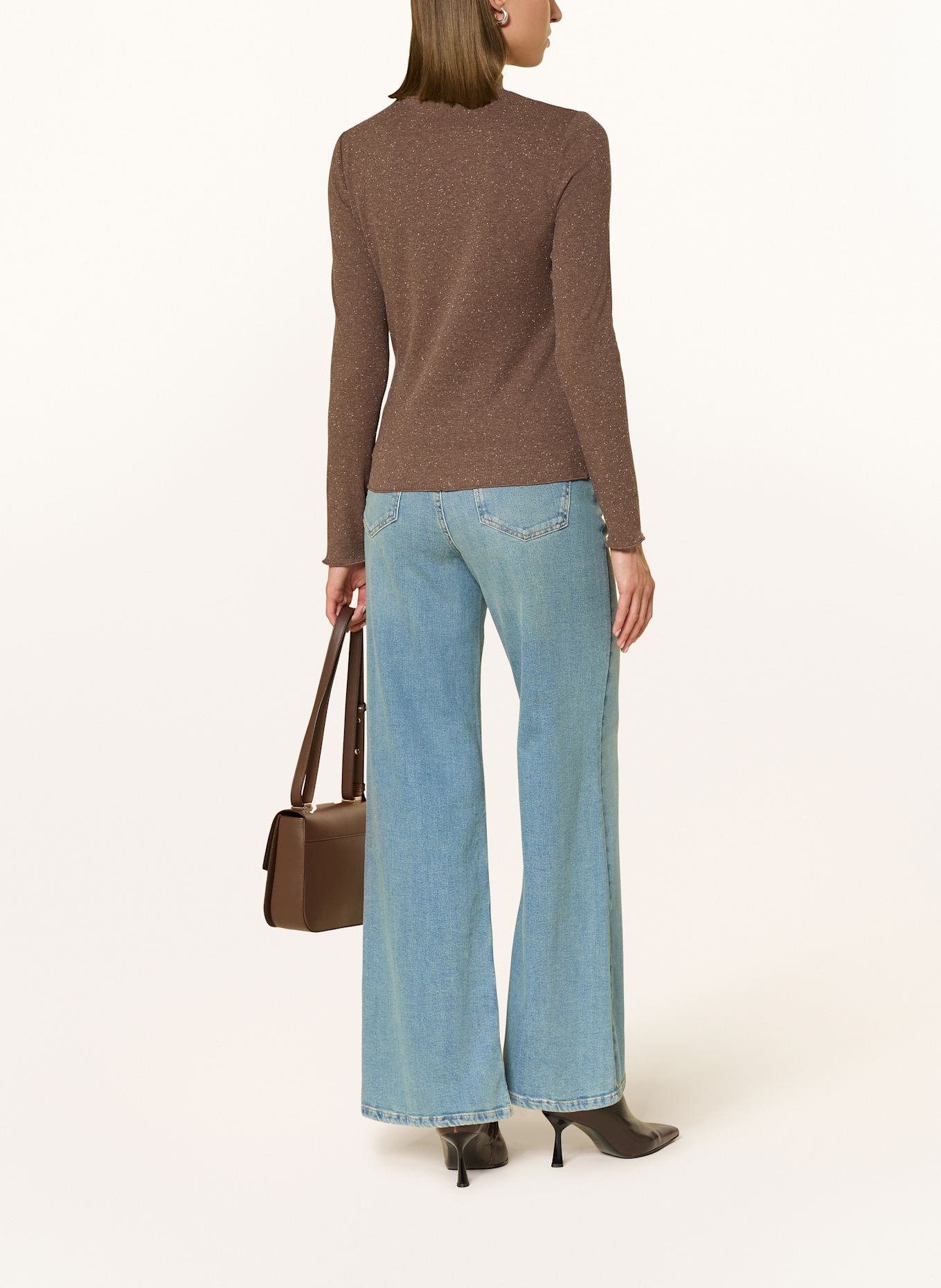 OPUS Longsleeve SUHANNA CURLY: DUNKELBRAUN