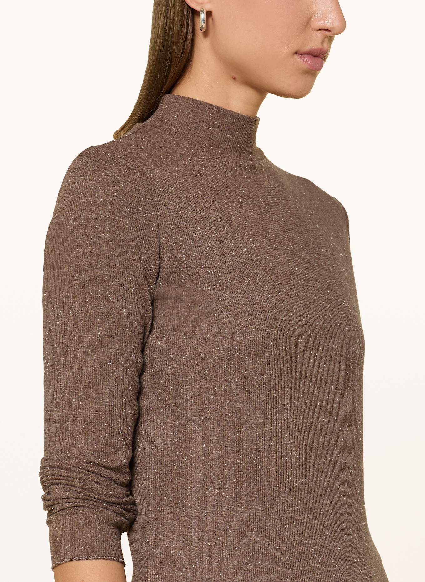 OPUS Longsleeve SUHANNA CURLY: DUNKELBRAUN