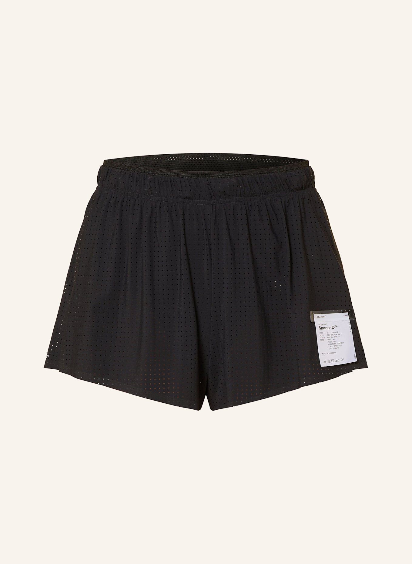 SATISFY 2-in-1-Laufshorts SPACE-O™ 2.5" DISTANCE: SCHWARZ