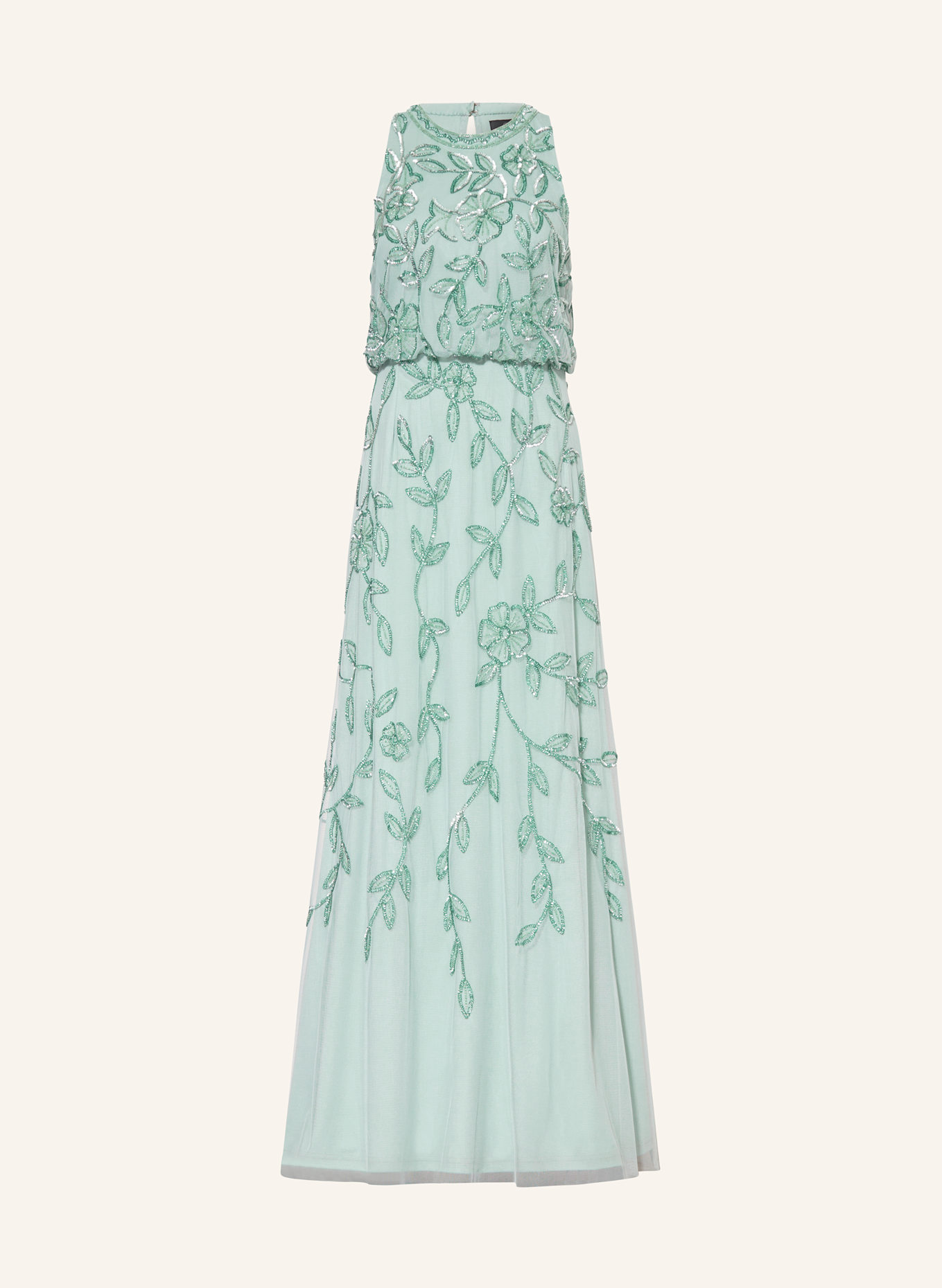 ADRIANNA PAPELL Sukienka wieczorowa wykończona cekinami i ozdobnymi perełkami: TURKUSOWY