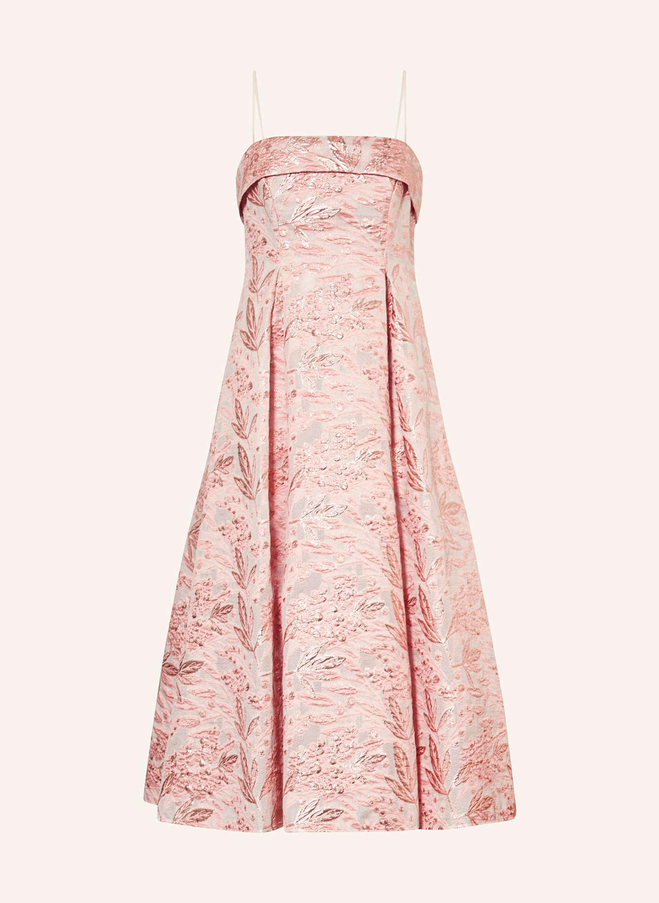 ADRIANNA PAPELL Brocade cocktail dress with glitter yarn: ROSE / DUSKY PINK / GOLD