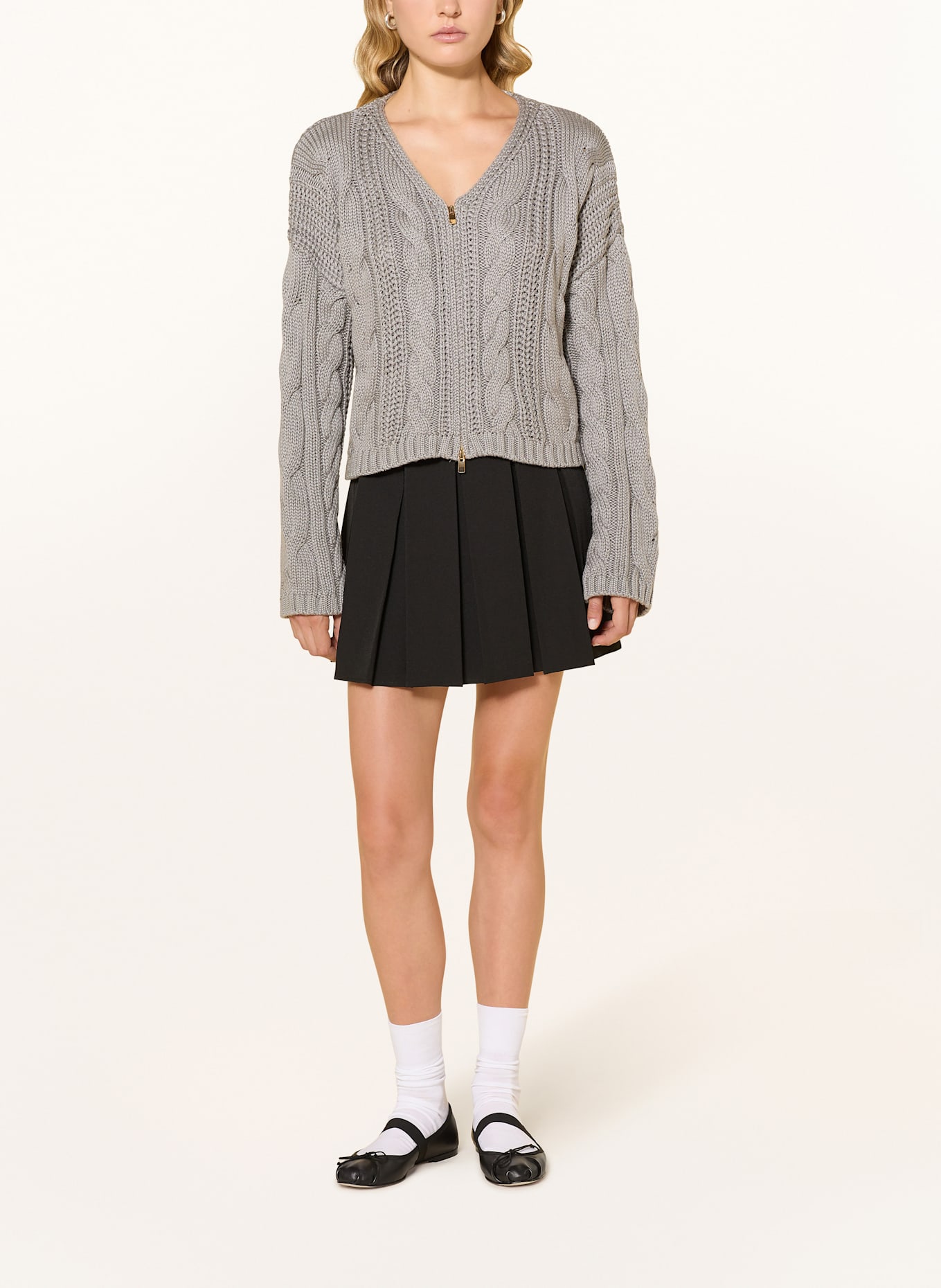 NINETY-9 Strickjacke KNITTED: GRAU