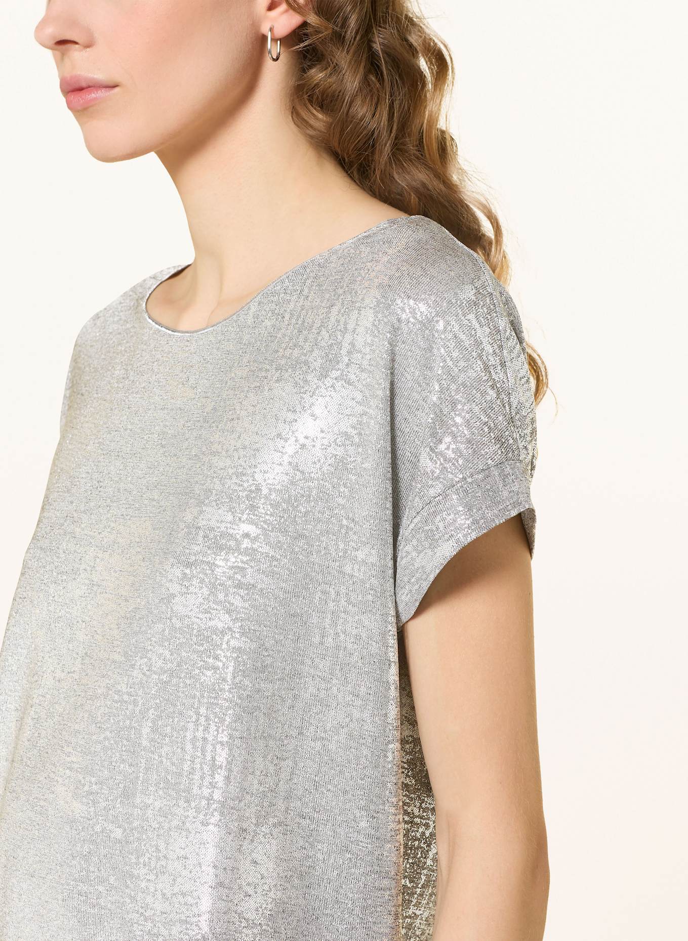 monari T-Shirt mit Glitzergarn: GRAU / SILBER