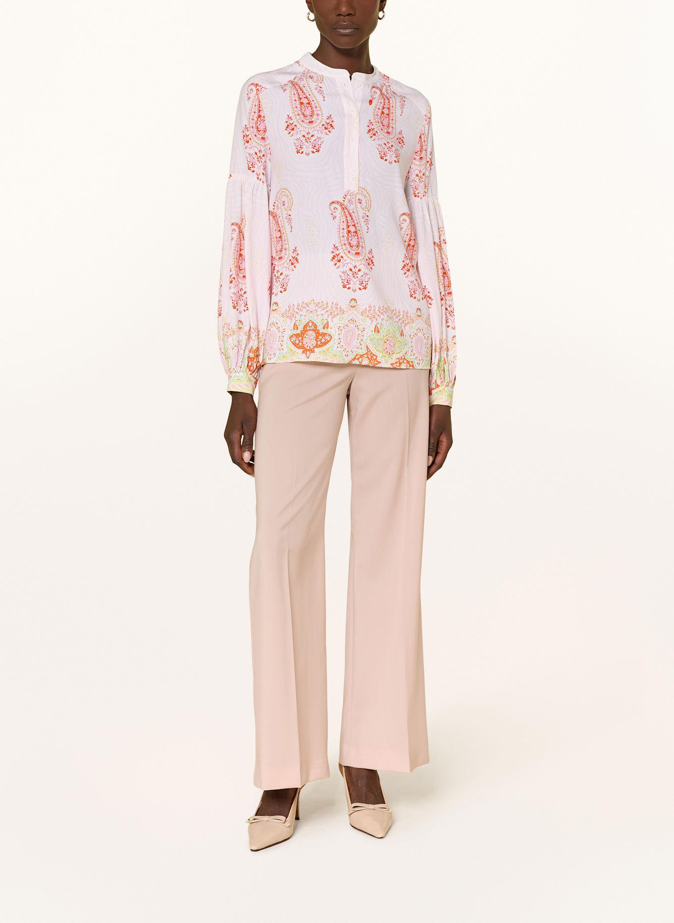 HERZEN'S ANGELEGENHEIT Blusenshirt aus Seide mit Rüschen: PINK / ORANGE / GRÜN