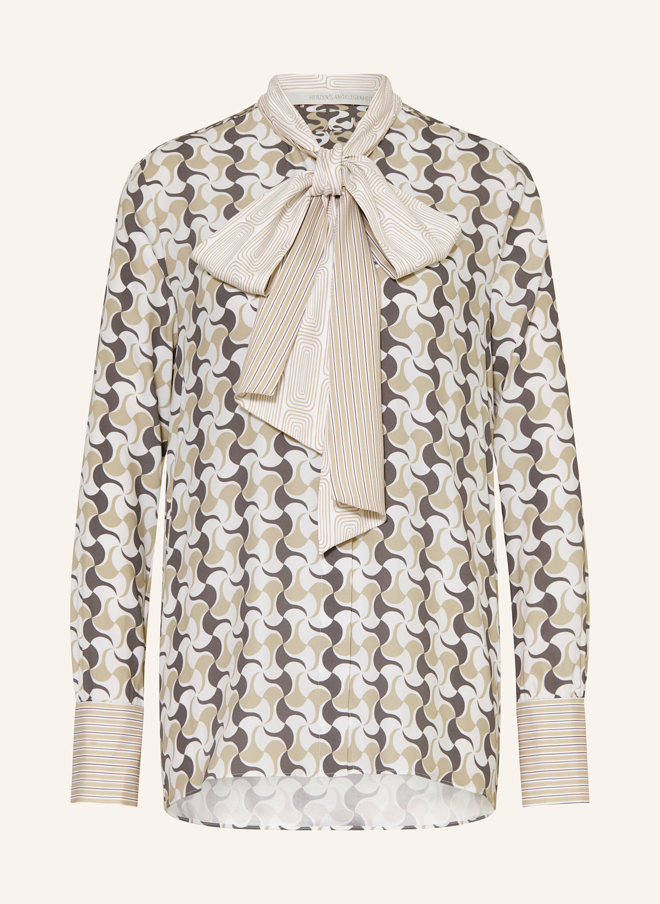 HERZEN'S ANGELEGENHEIT Silk blouse with bow: CREAM / BLACK