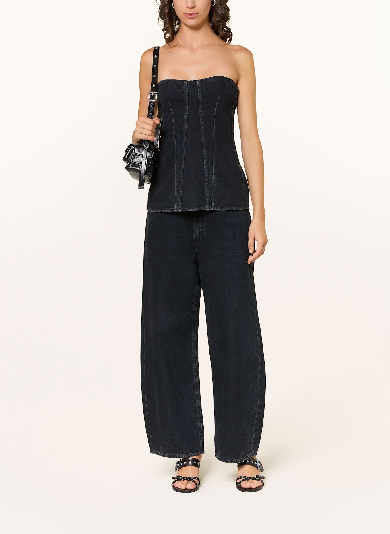 AGOLDE Cropped Jeans: crushed marble od blk