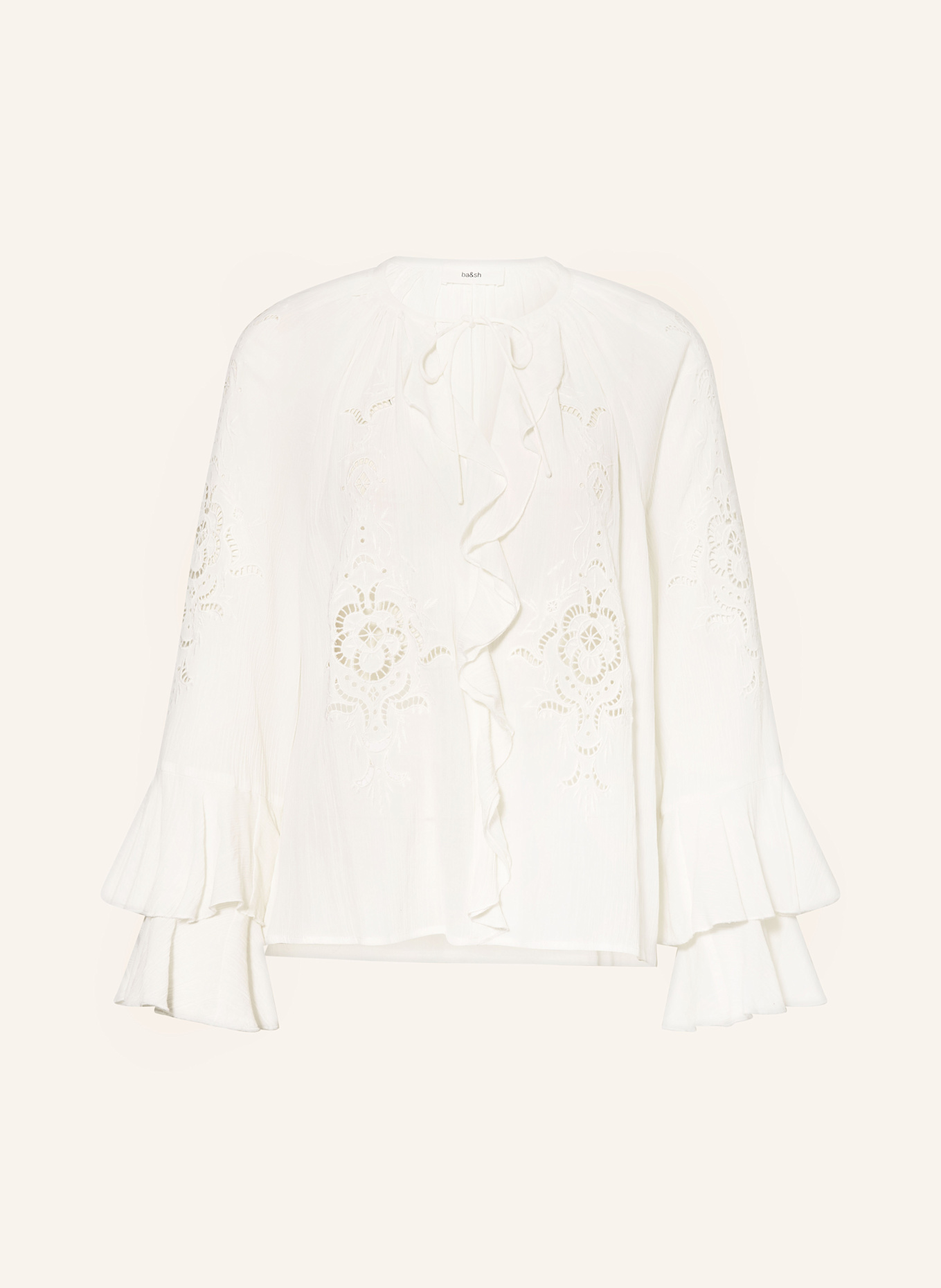 ba&sh Bluse OMAR aus Lochspitze mit Volants: ECRU