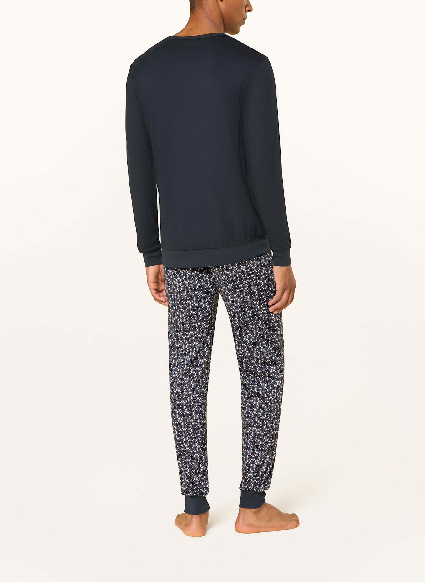 CALIDA Schlafanzug RELAX IMPRINT: DUNKELBLAU / WEISS / BRAUN