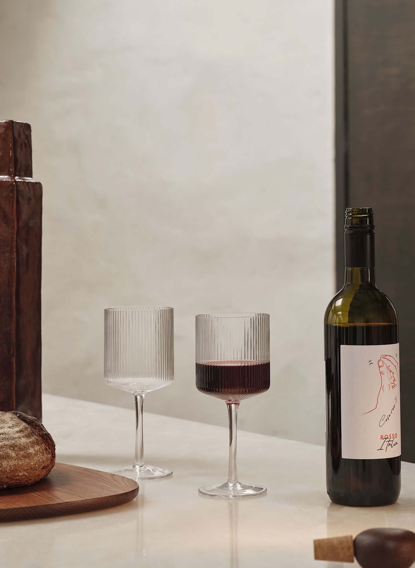 Ferm LIVING 2er-Set Weingläser RIPPLE: WEISS