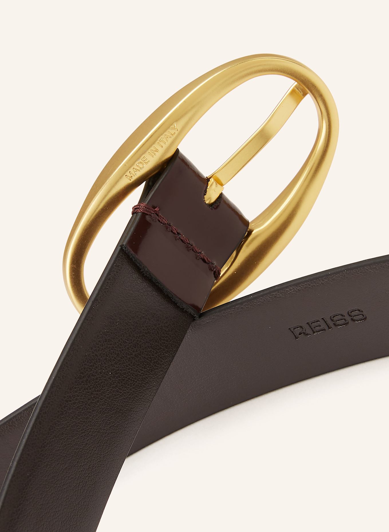 REISS Pasek skórzany DREW: CIEMNOCZERWONY