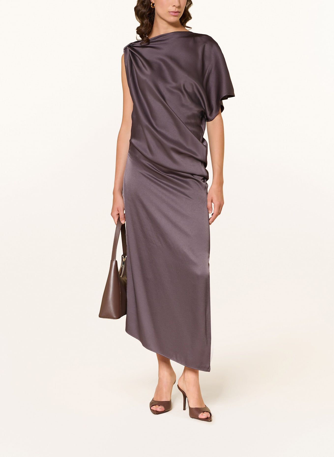 REISS Satinkleid KENZIE: DUNKELBRAUN