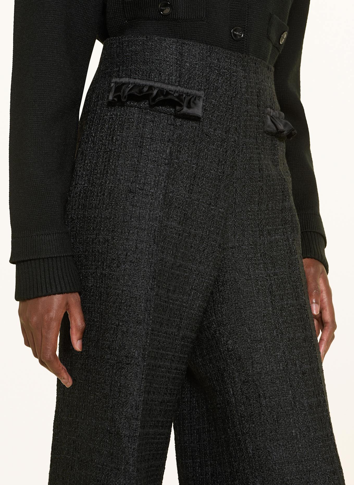 SANDRO Tweed-Hose mit Rüschen: SCHWARZ