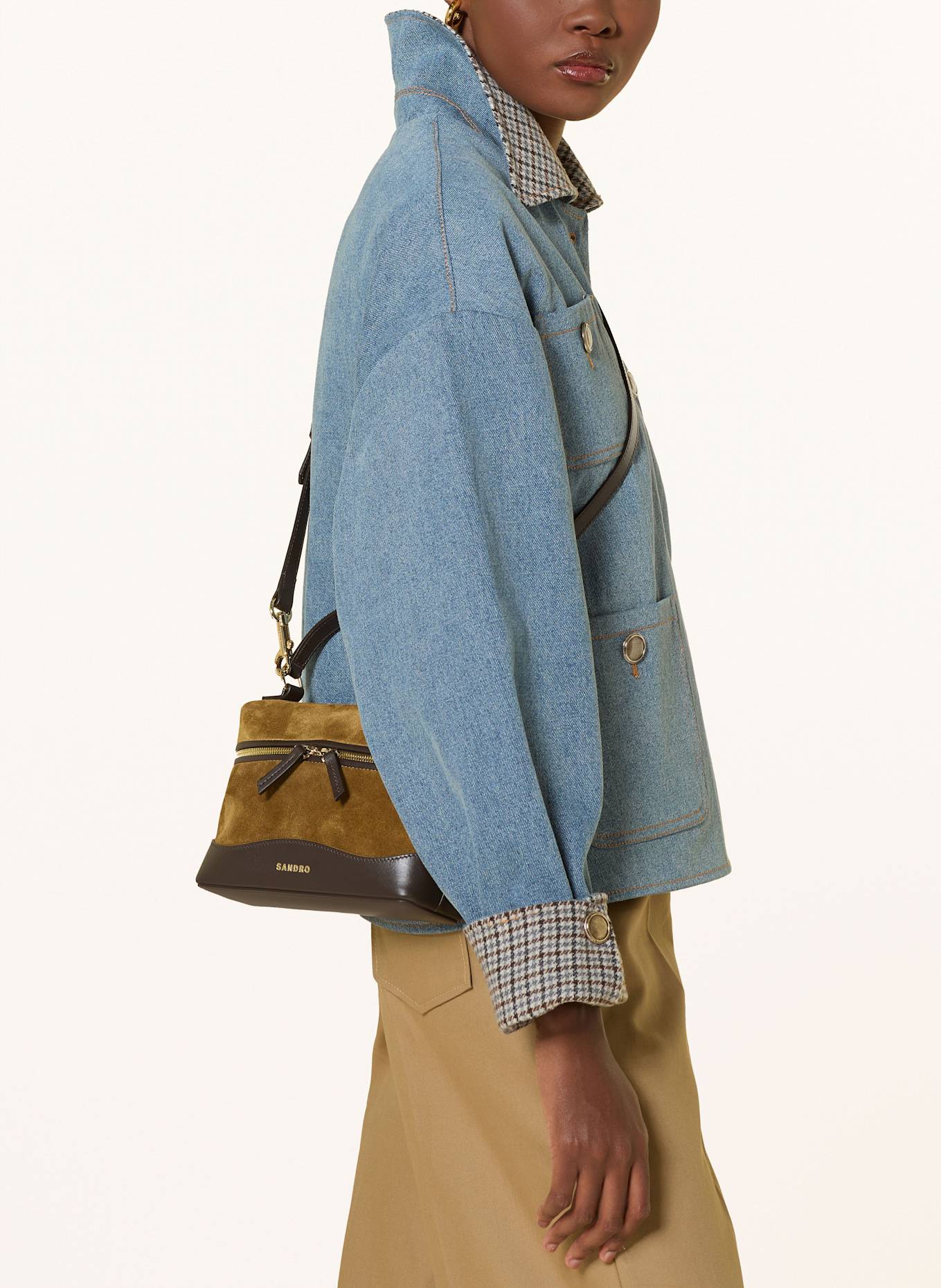 SANDRO Handtasche: CAMEL / DUNKELBRAUN