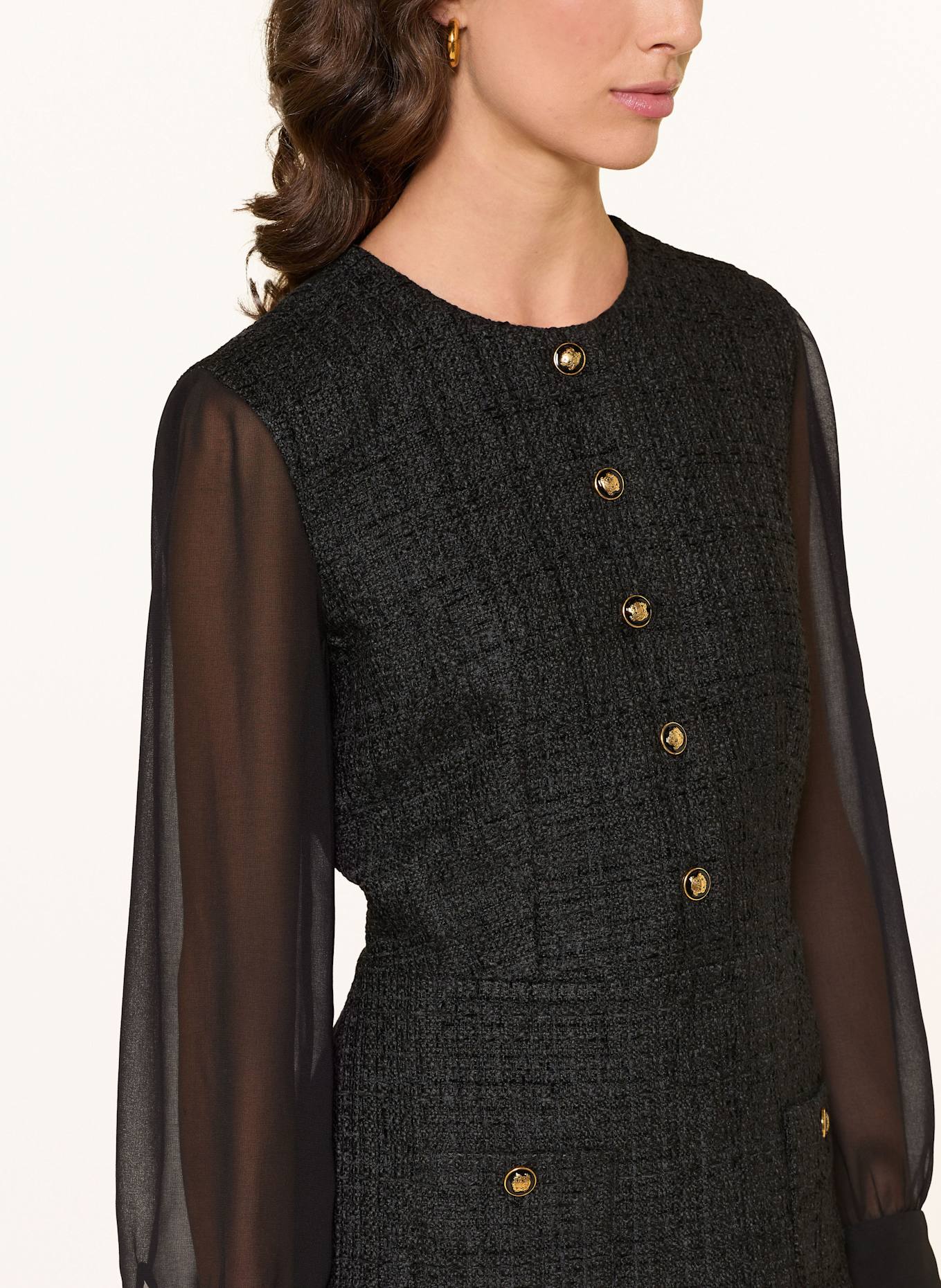 SANDRO Tweed-Kleid: SCHWARZ