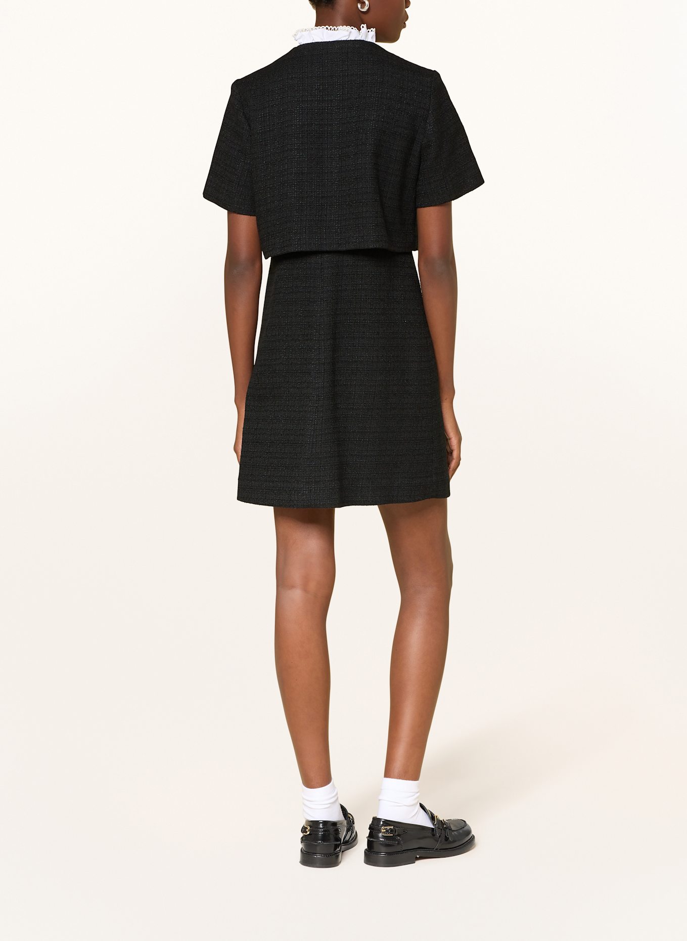 SANDRO Tweed-Kleid: SCHWARZ