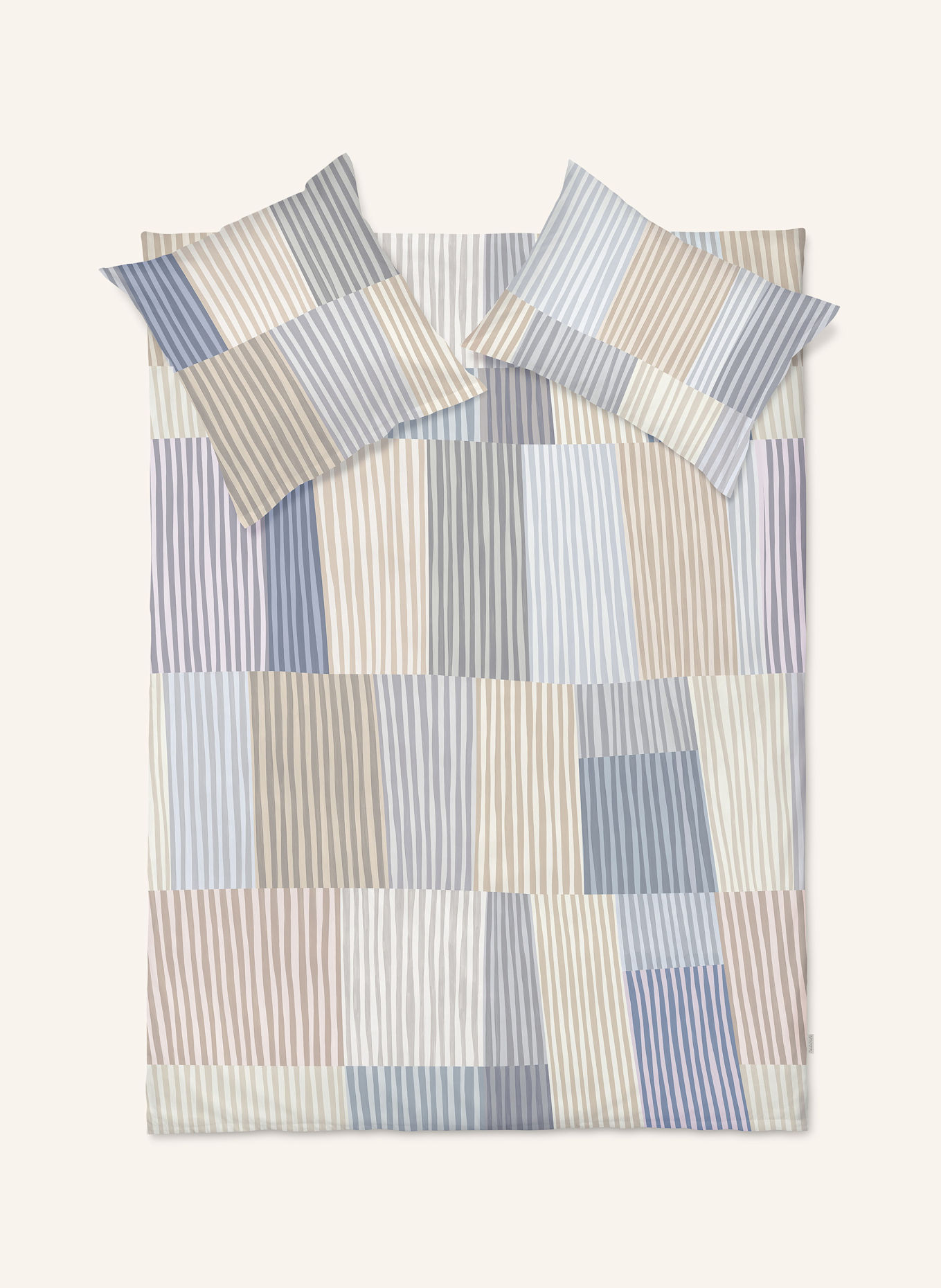 SCHLOSSBERG Bettbezug MELVIN: BEIGE / CREME / GRAU