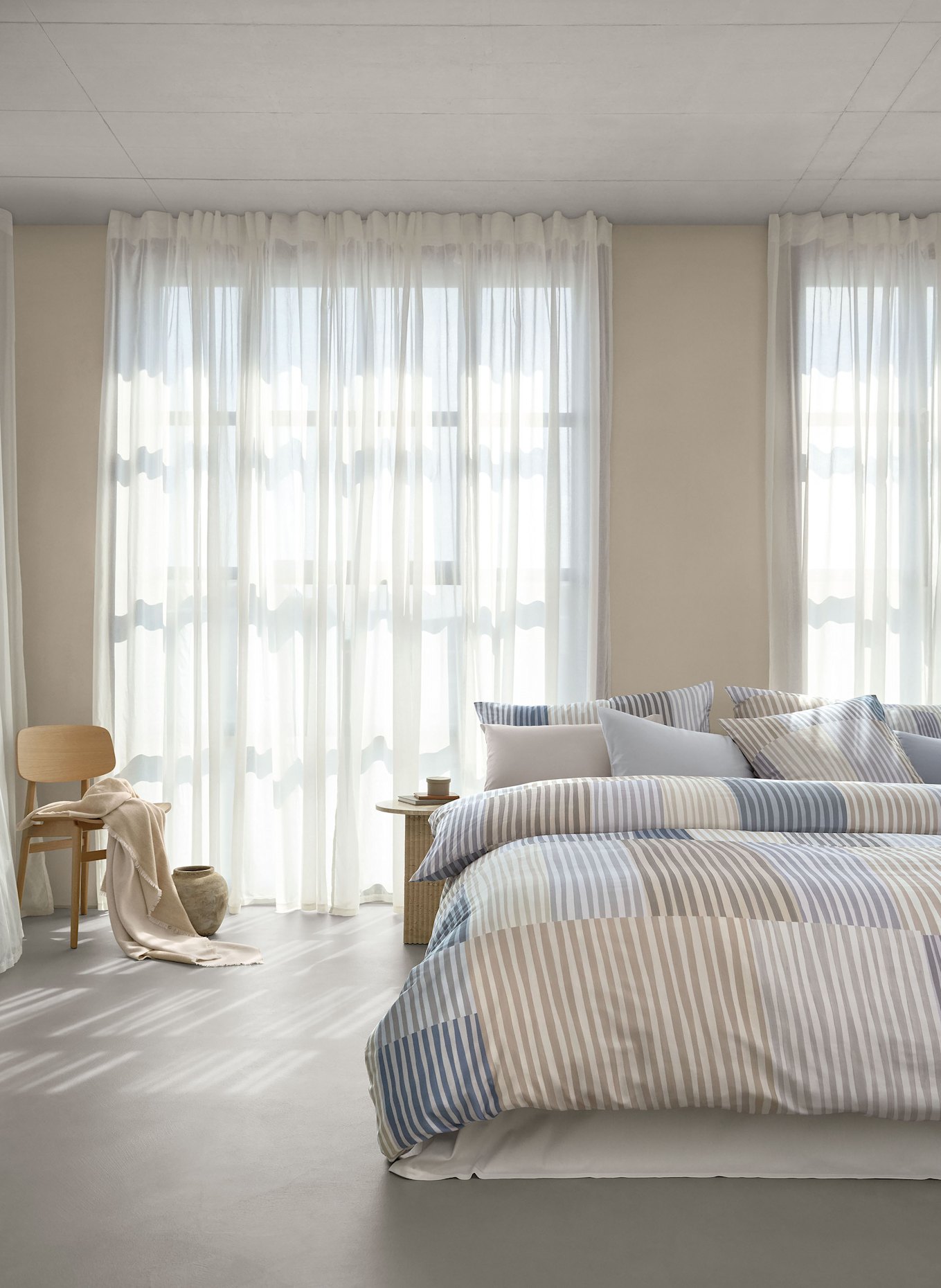 SCHLOSSBERG Bettbezug MELVIN: BEIGE / CREME / GRAU