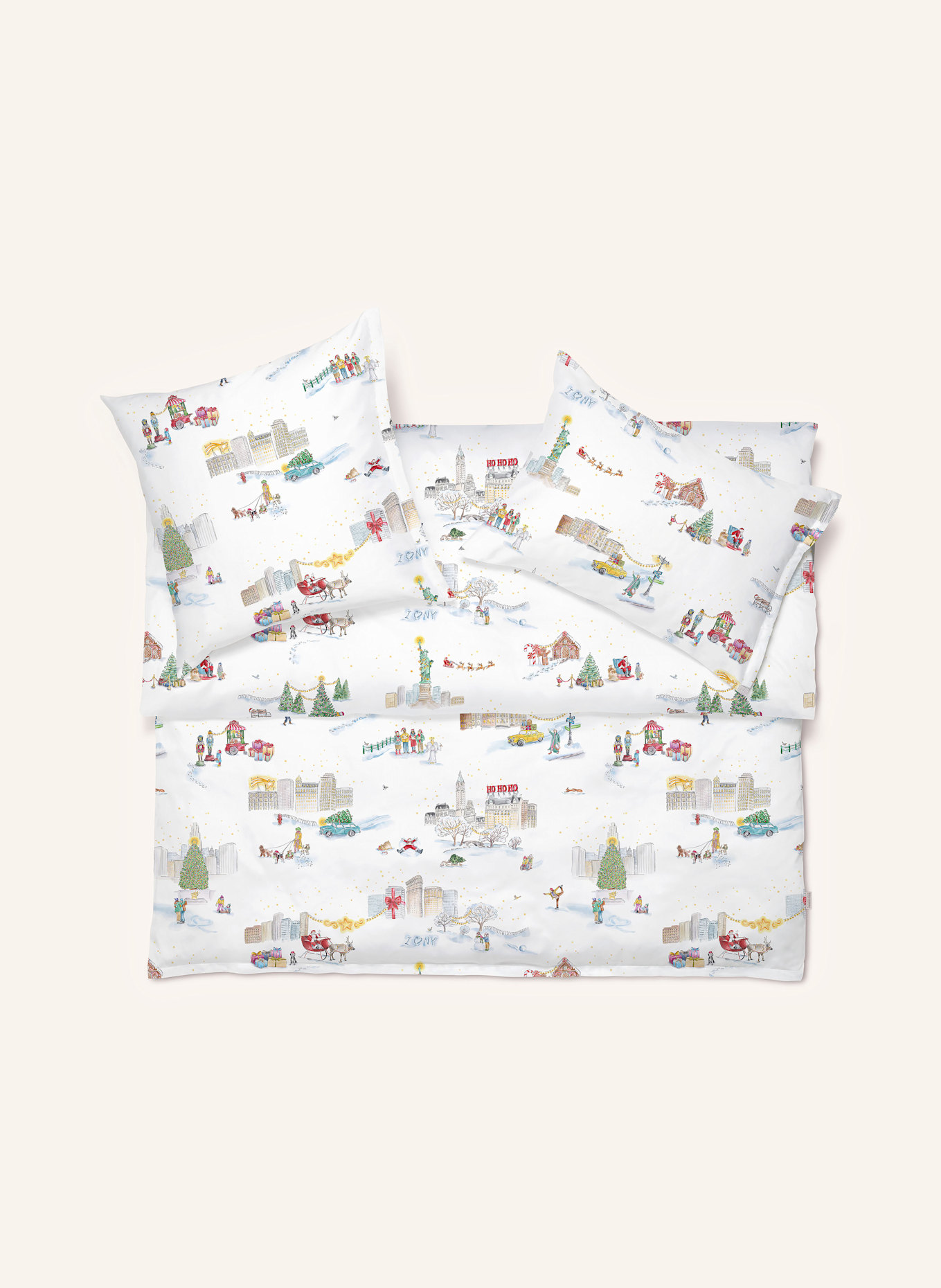 SCHLOSSBERG Bettbezug SANTA IN NY: WEISS