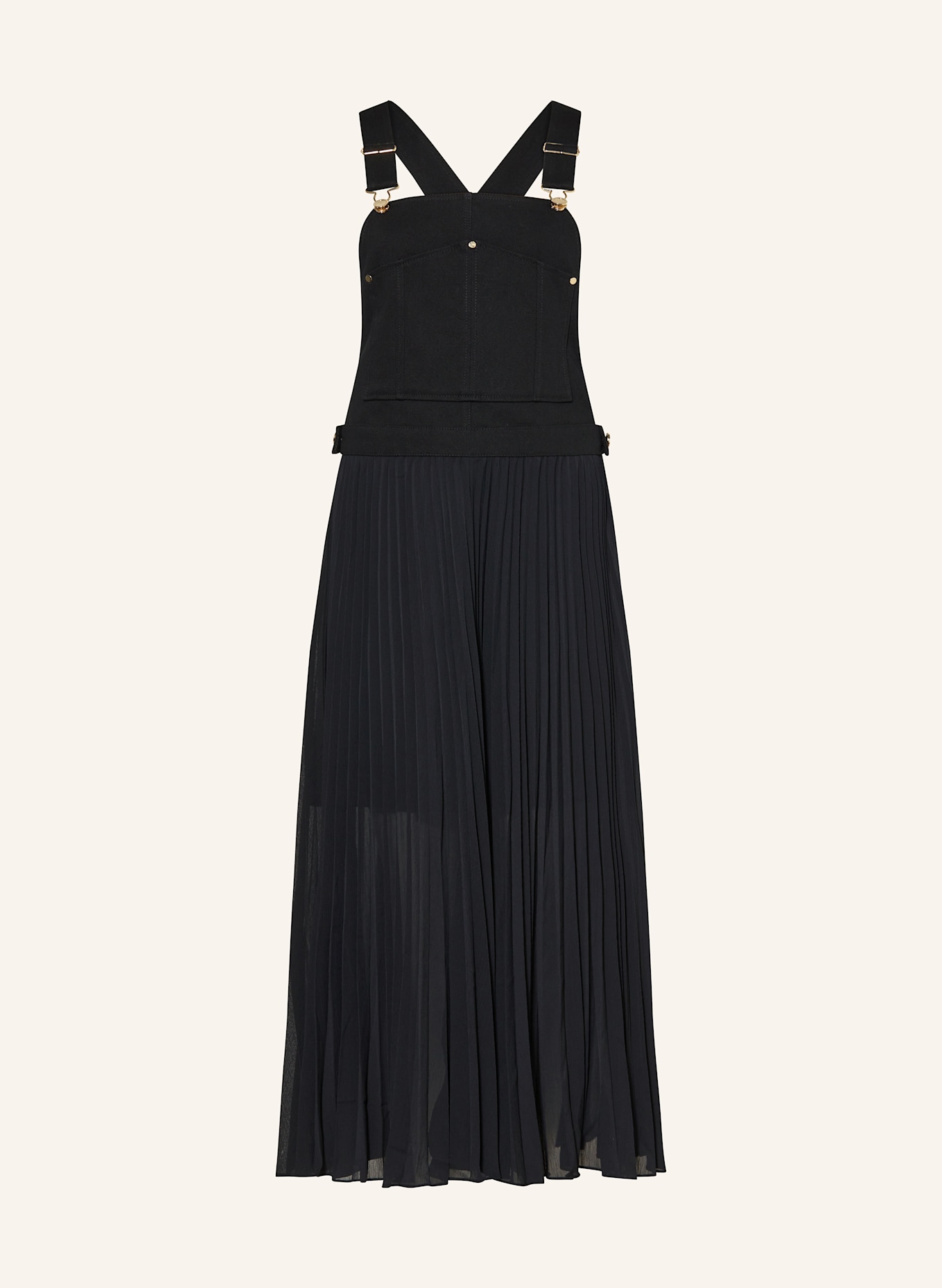 CLAUDIE PIERLOT Latzkleid im Materialmix: SCHWARZ