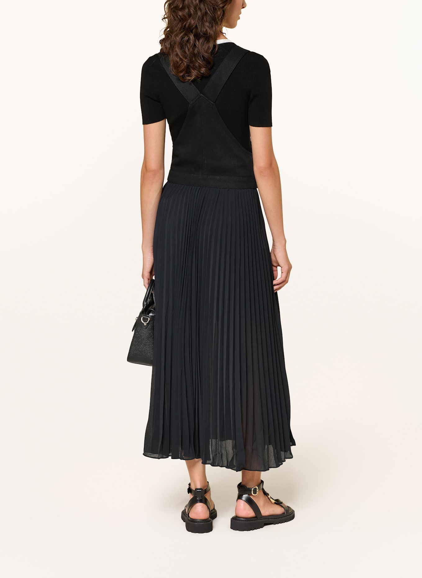 CLAUDIE PIERLOT Latzkleid im Materialmix: SCHWARZ