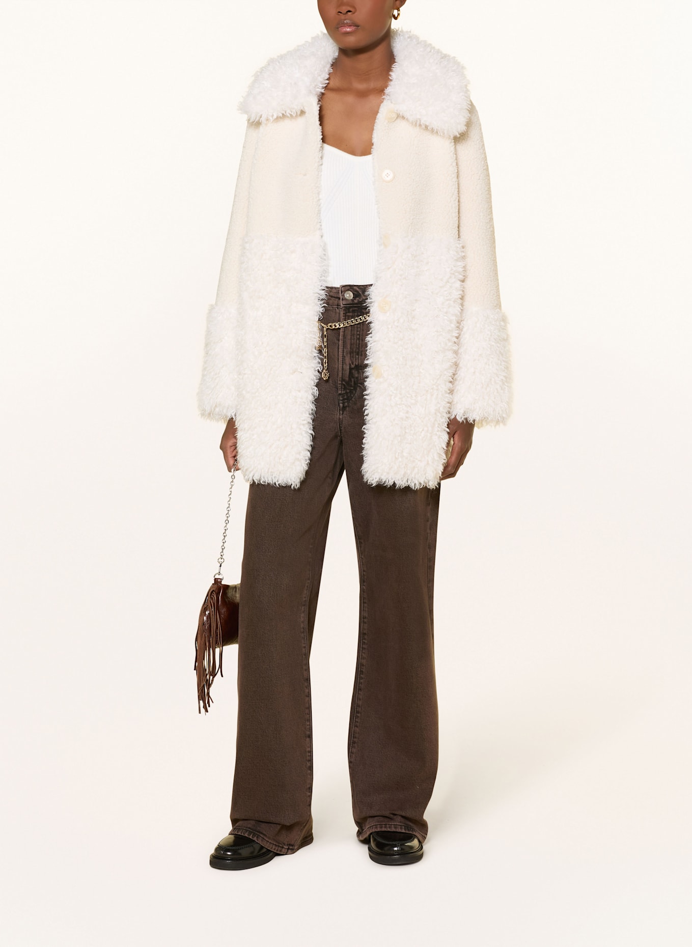 maje Kunstfell-Mantel: ECRU