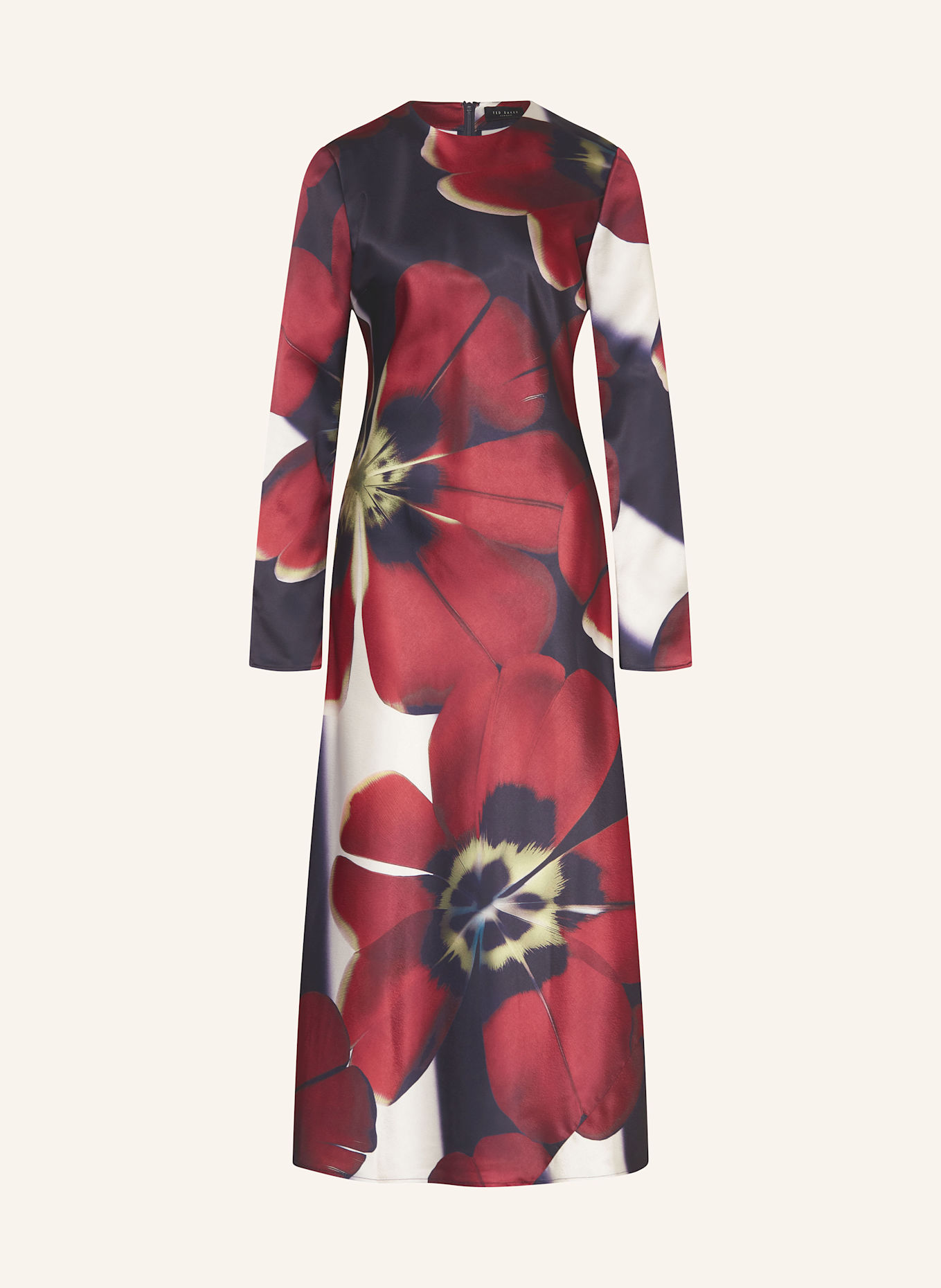 TED BAKER Satinkleid NEERAH: DUNKELBLAU / DUNKELROT / WEISS