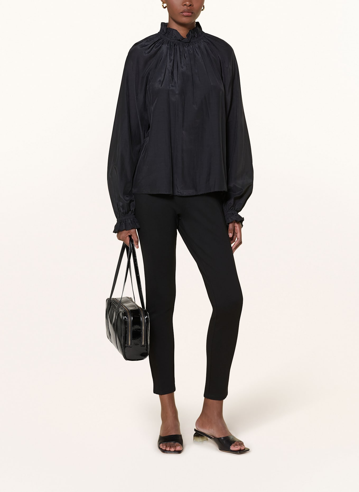 TED BAKER SAMRAA Shirt blouse with ruffles: BLACK