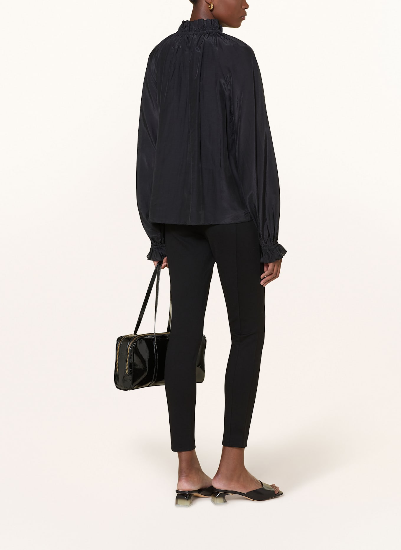 TED BAKER SAMRAA Shirt blouse with ruffles: BLACK