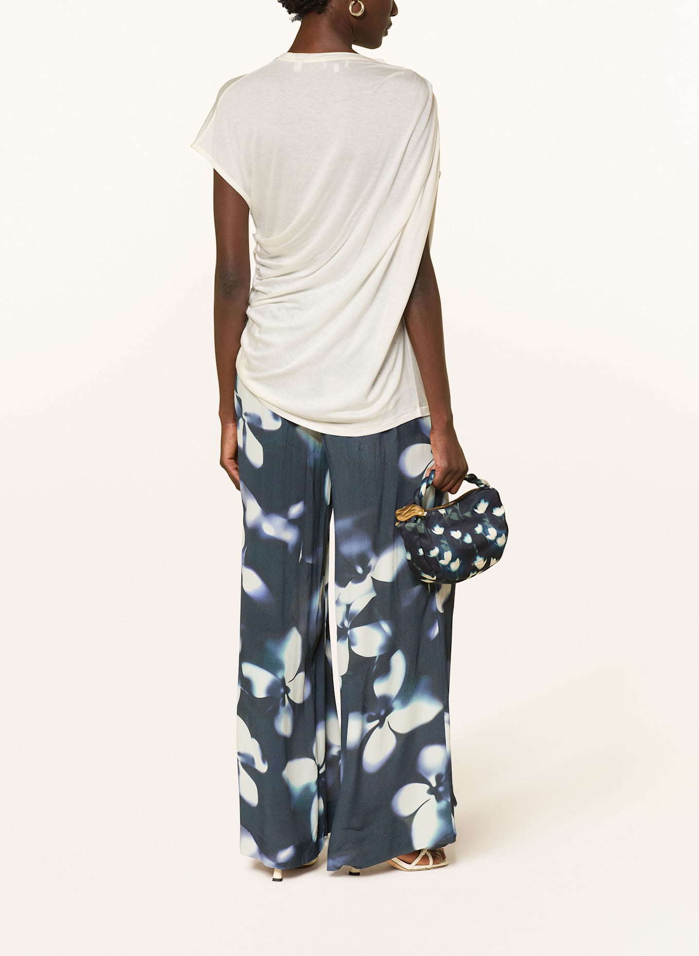 TED BAKER SINDRIA trousers: DARK BLUE / CREAM / BLUE