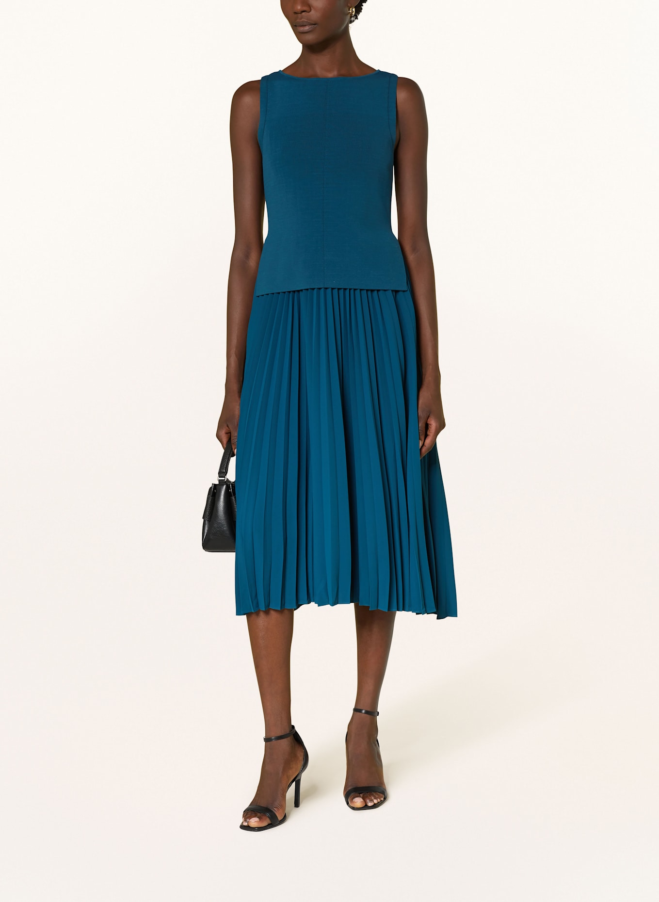 TED BAKER Sada LEEYAMA: šaty a pletený top: PETROLEJOVÁ