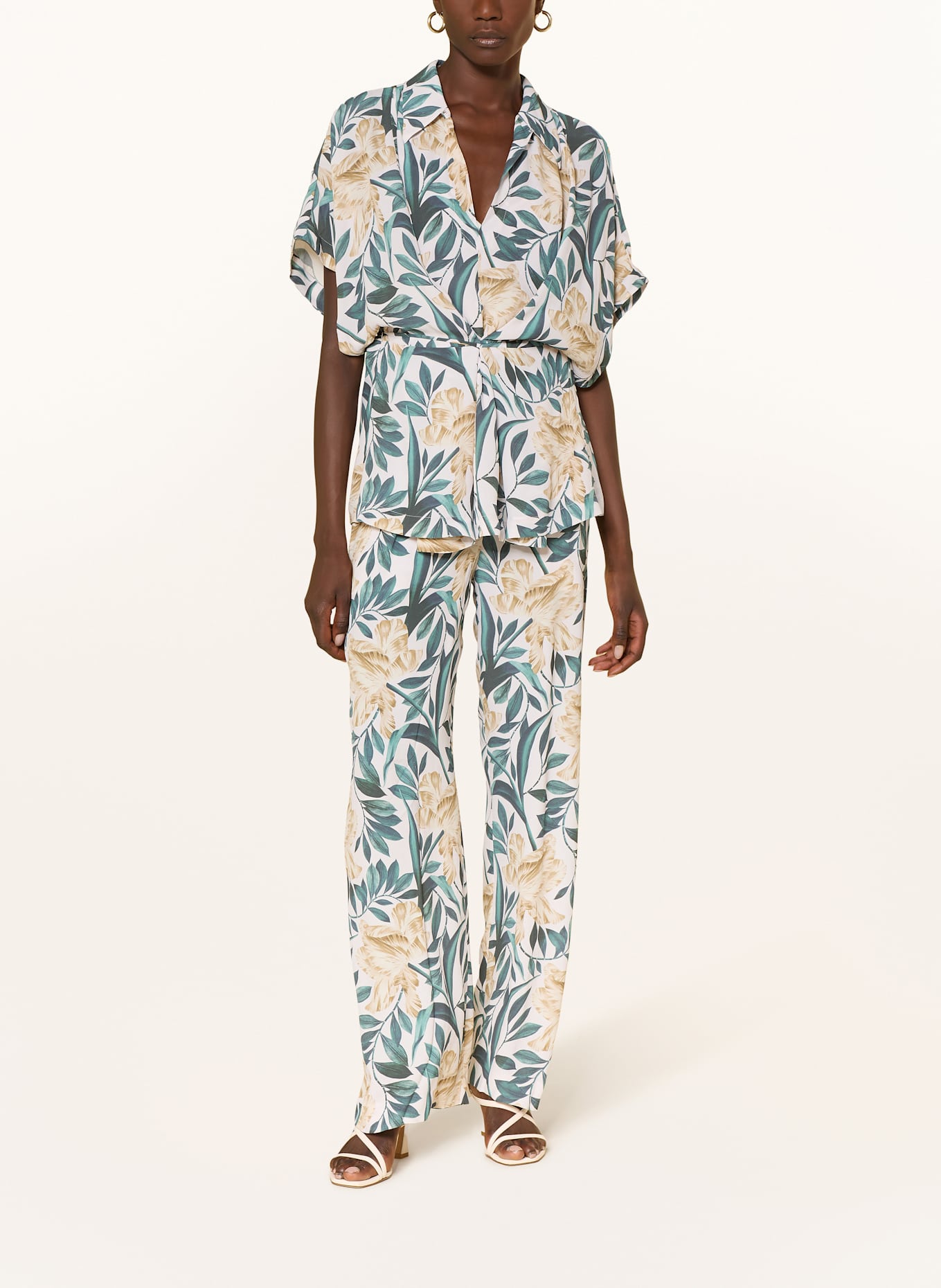 TED BAKER Blouse shirt GEHMMA: WHITE / GREEN / LIGHT BROWN