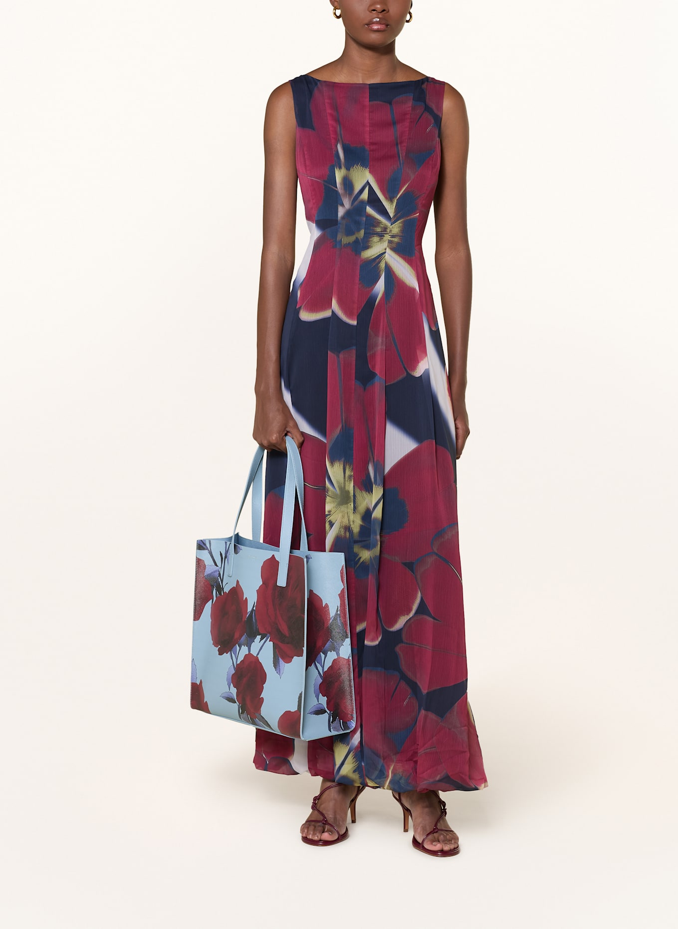 TED BAKER Shopper ELYZAA LARGE: HELLBLAU / DUNKELROT / LILA