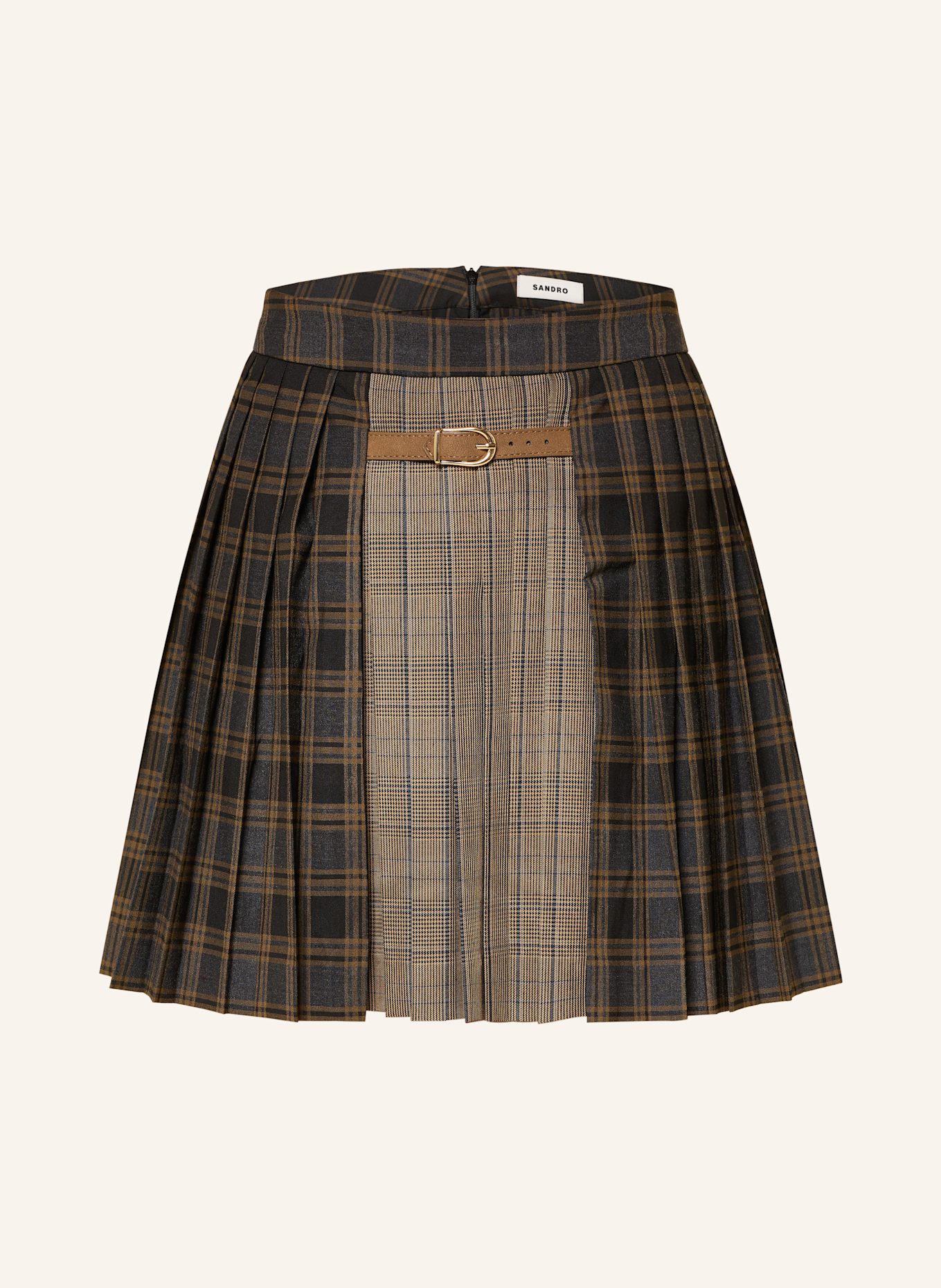SANDRO Faltenrock: DUNKELBLAU / DUNKELGELB