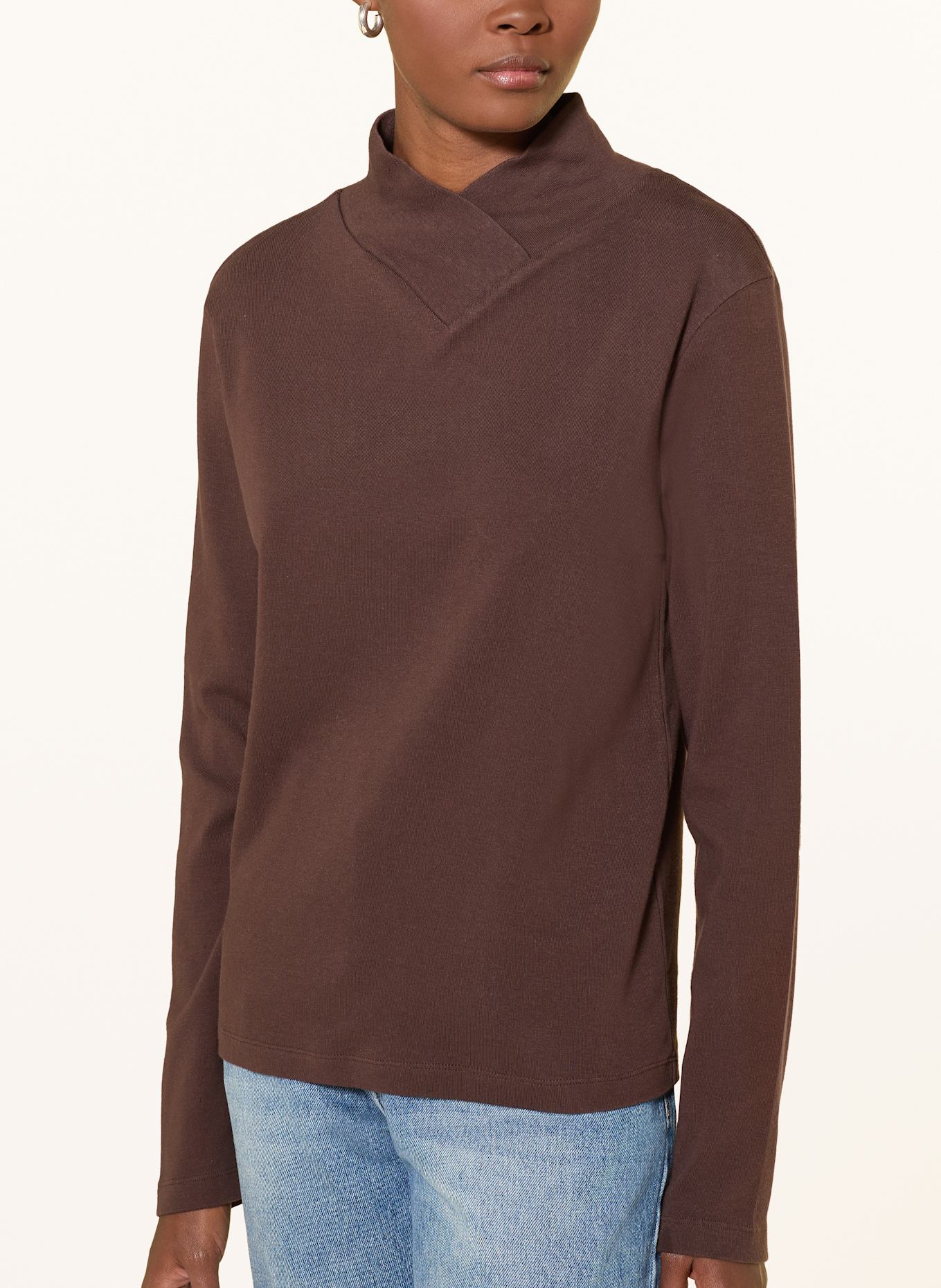 ba&sh Tričko s dlouhým rukávem MORIS: TMAVĚ HNĚDÁ