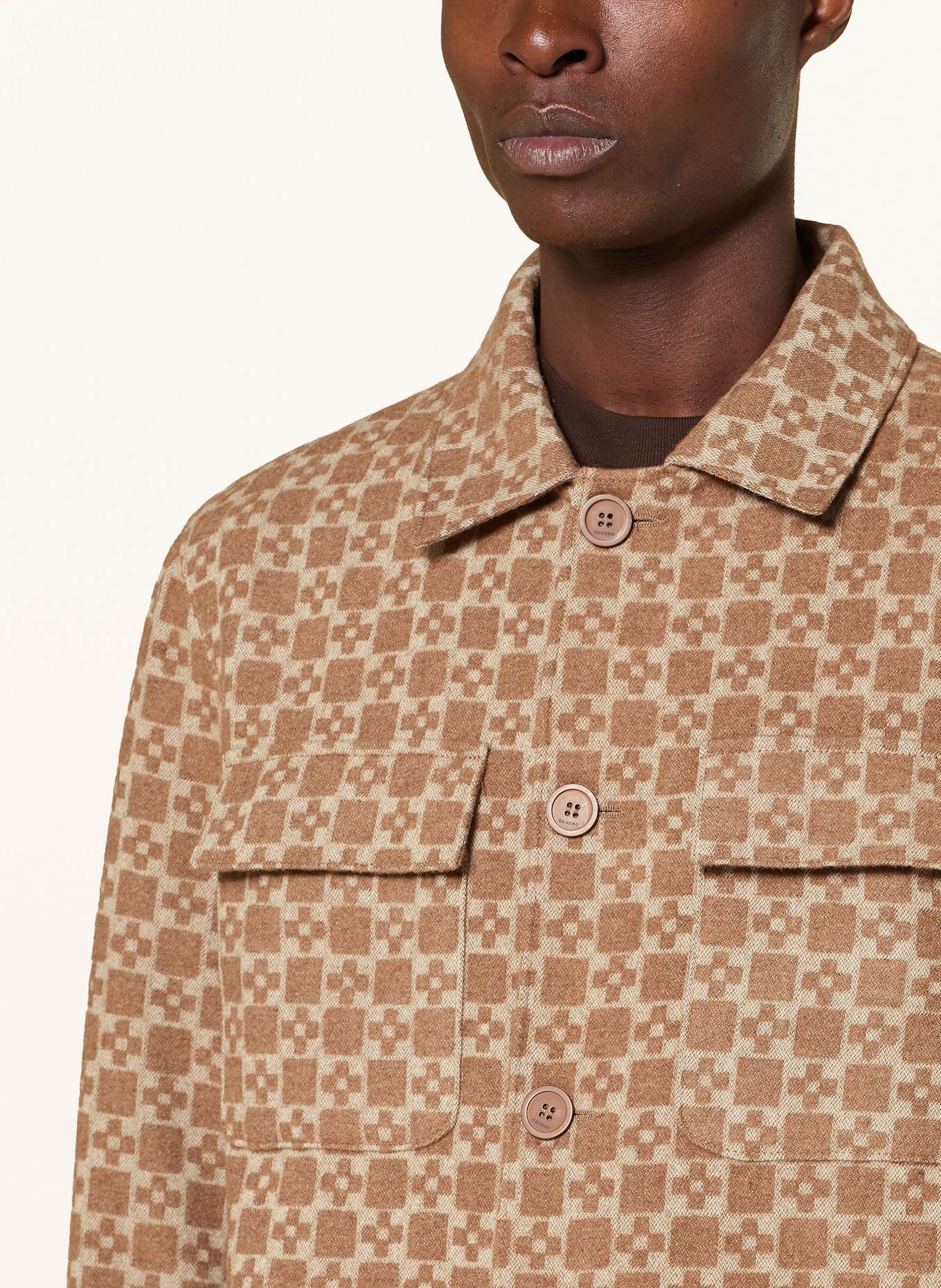 SANDRO Overjacket: CAMEL / HELLBRAUN