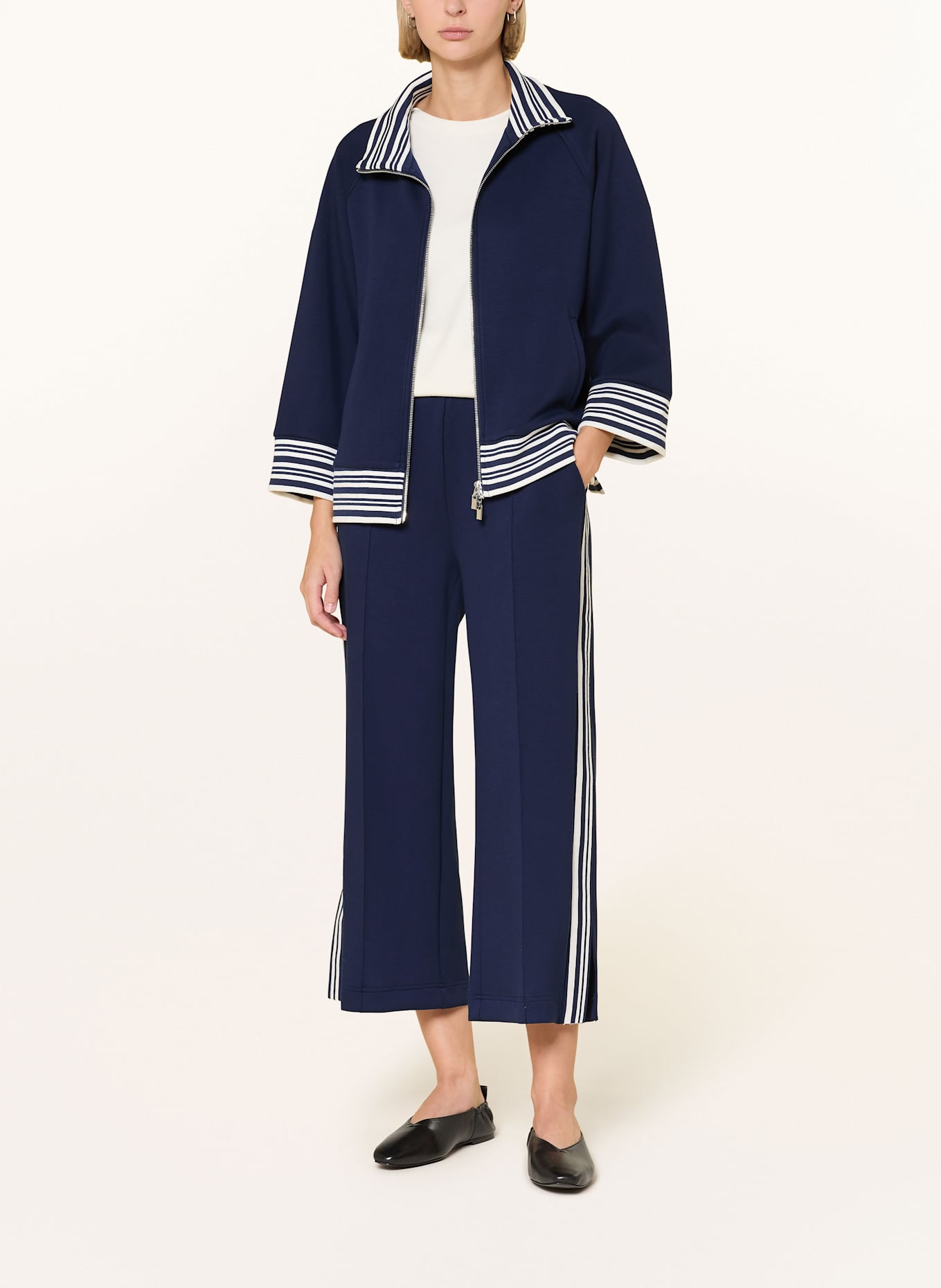 Joseph Ribkoff Sweatjacke mit 3/4-Arm: DUNKELBLAU / WEISS