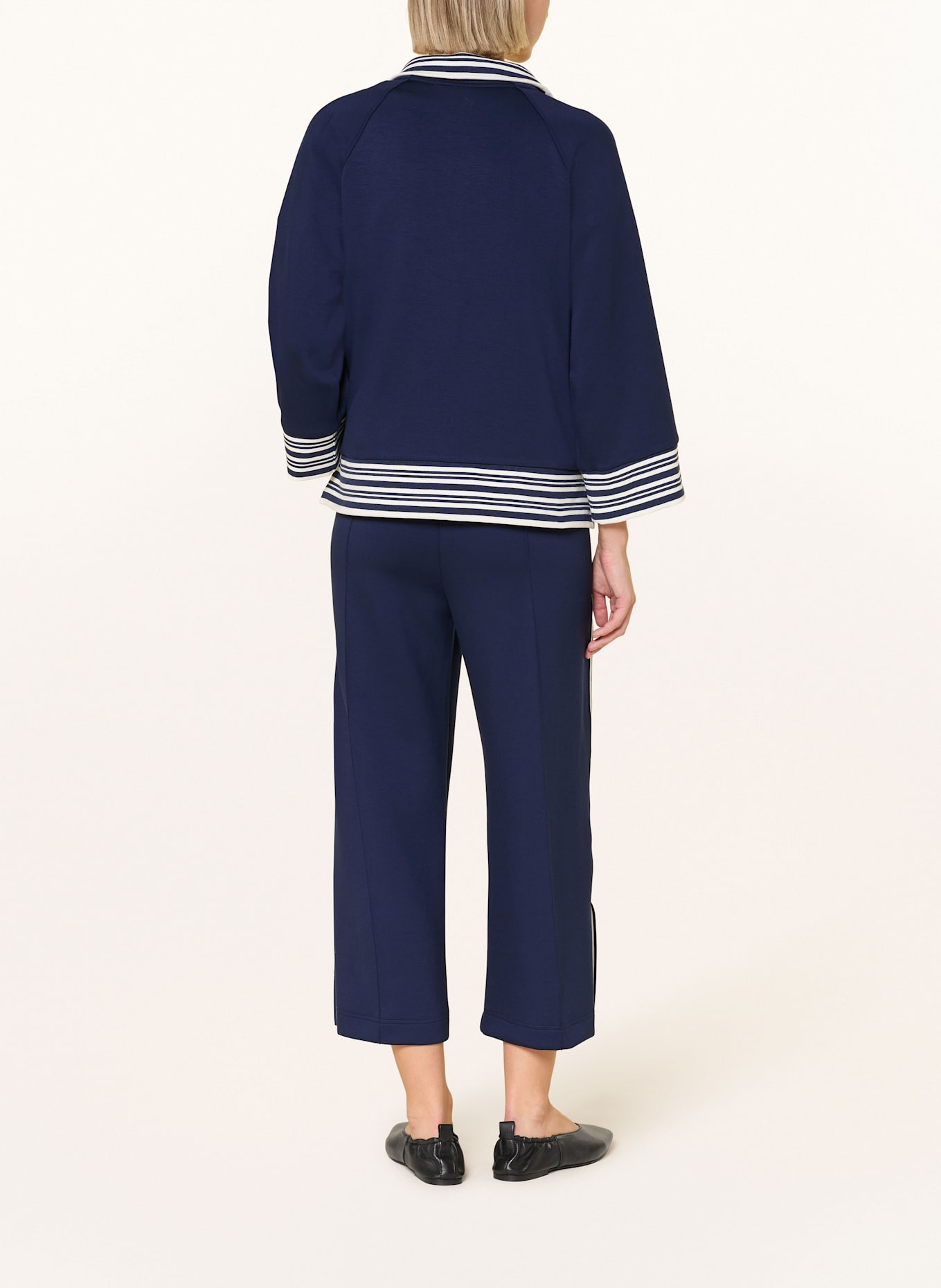Joseph Ribkoff Sweatpants with tuxedo stripes: DARK BLUE / WHITE