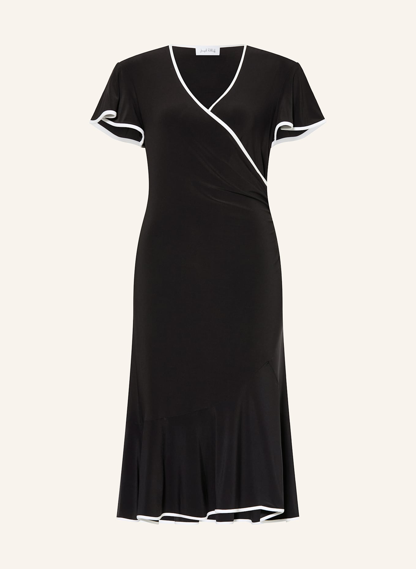 Joseph Ribkoff Jersey dress in wrap look: BLACK / ECRU